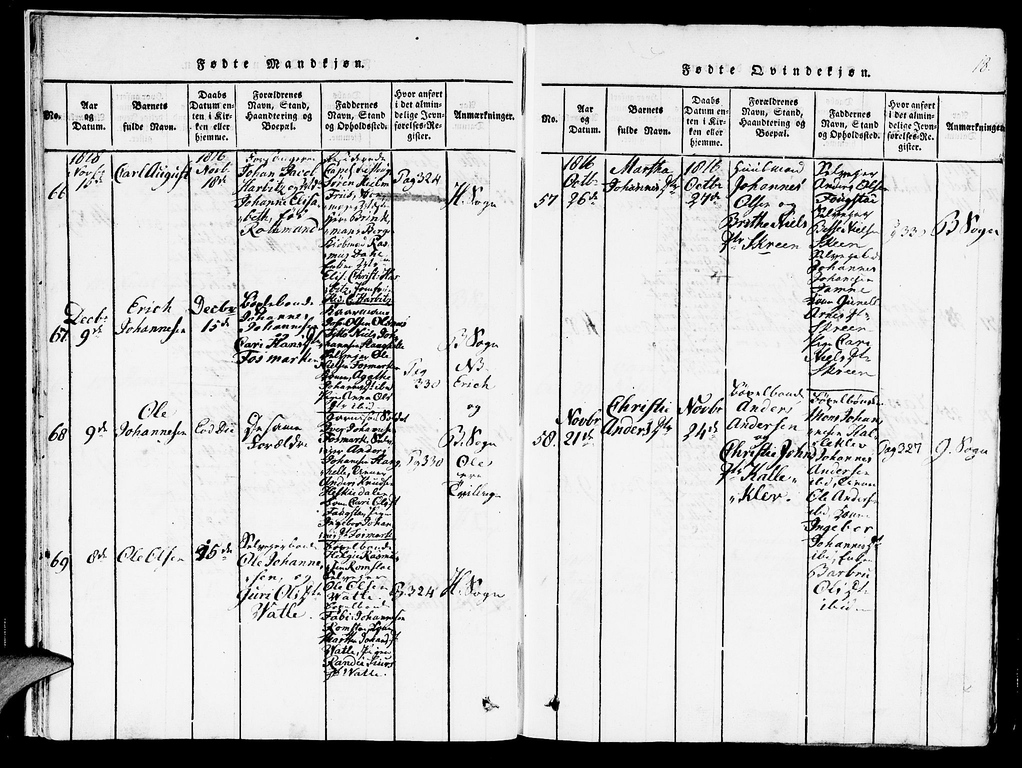 Haus sokneprestembete, AV/SAB-A-75601/H/Haa: Parish register (official) no. A 12, 1816-1821, p. 18