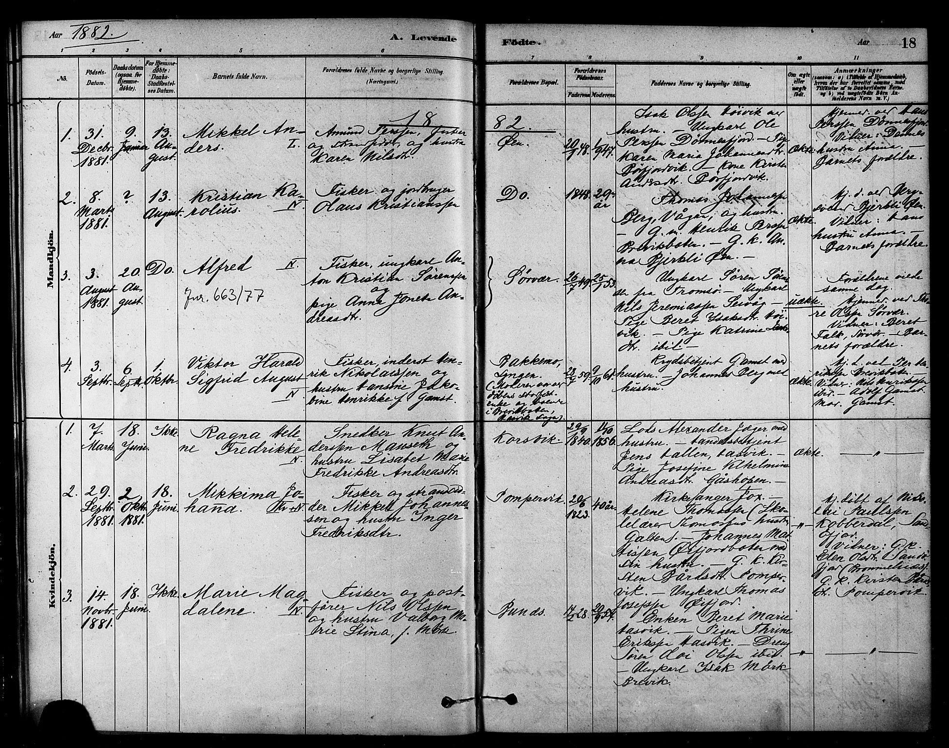 Loppa sokneprestkontor, AV/SATØ-S-1339/H/Ha/L0007kirke: Parish register (official) no. 7, 1879-1889, p. 18