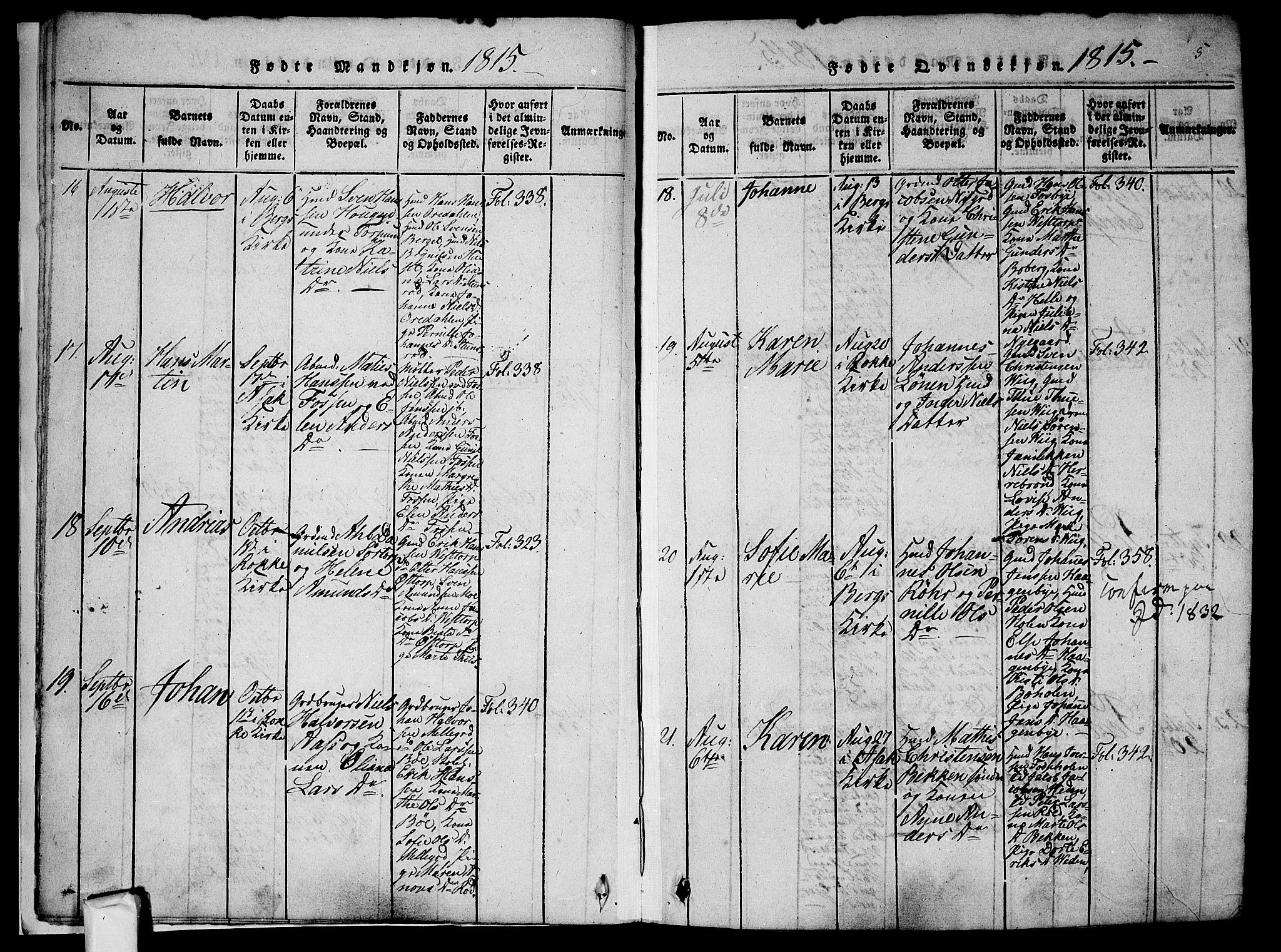 Berg prestekontor Kirkebøker, SAO/A-10902/F/Fa/L0002: Parish register (official) no. I 2, 1815-1831, p. 5