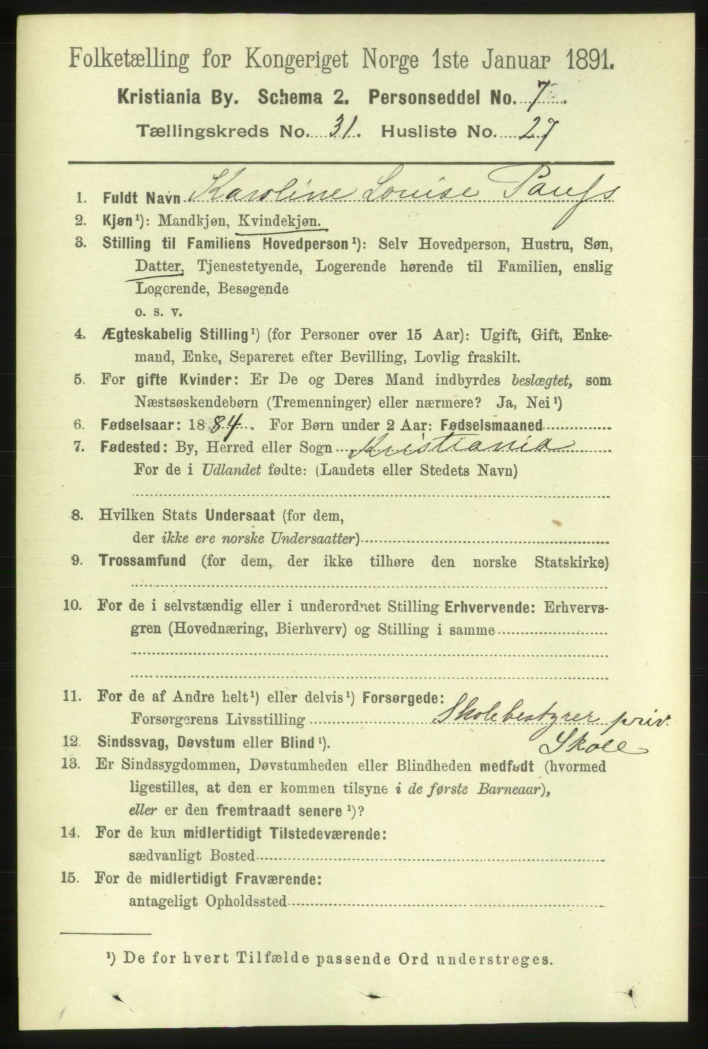 RA, 1891 census for 0301 Kristiania, 1891, p. 16761