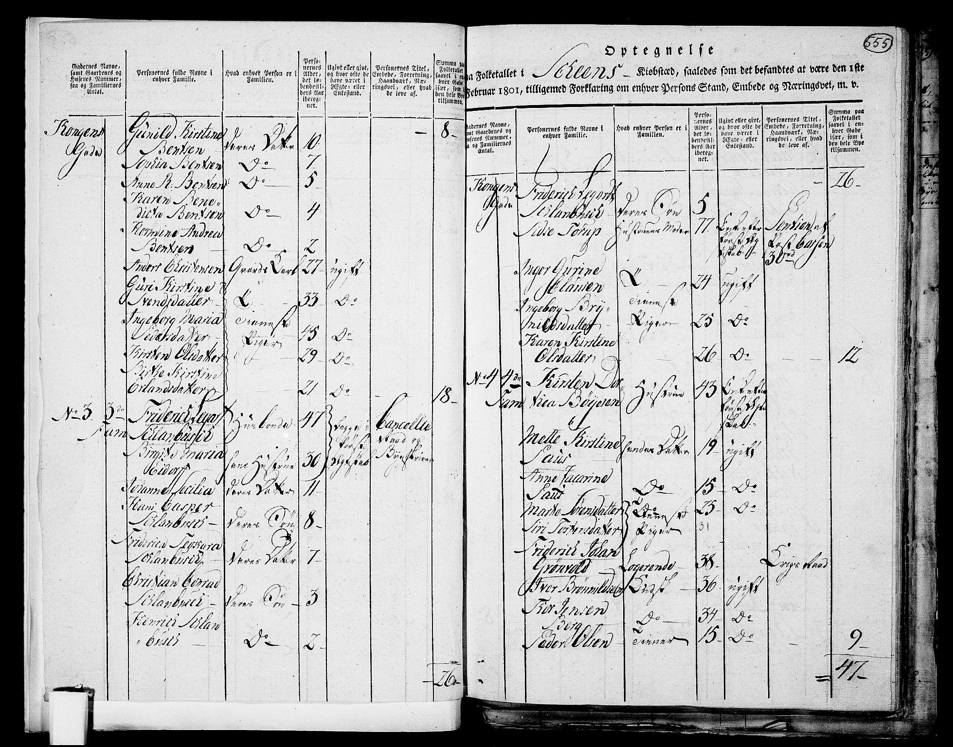 RA, 1801 census for 0806P Skien, 1801, p. 554b-555a