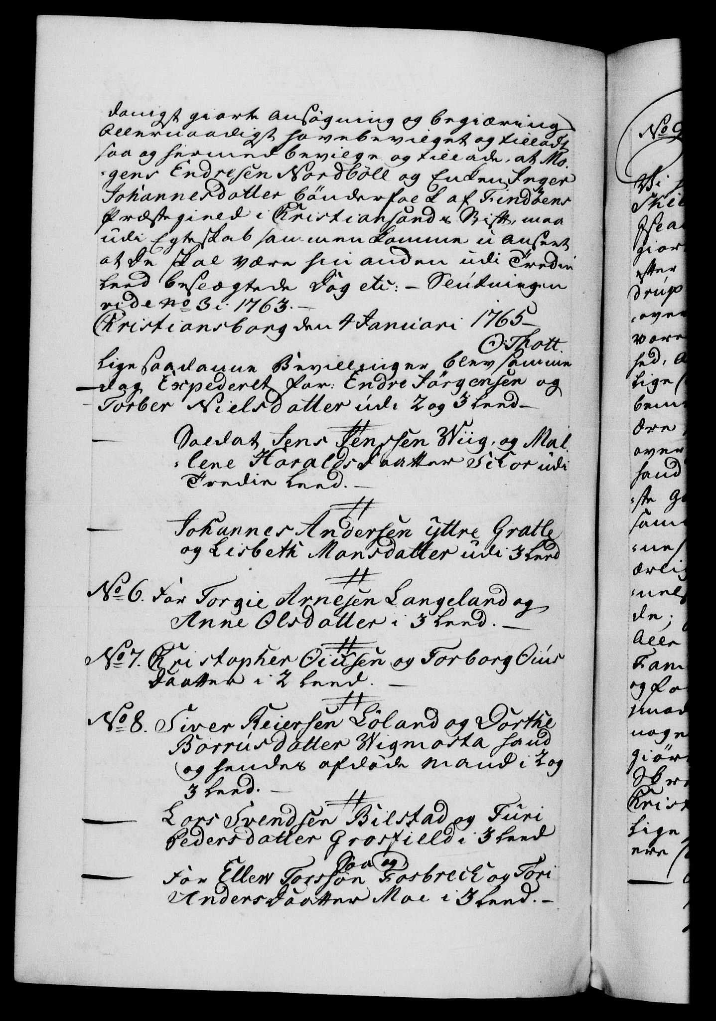 Danske Kanselli 1572-1799, AV/RA-EA-3023/F/Fc/Fca/Fcaa/L0042: Norske registre, 1763-1766, p. 516b