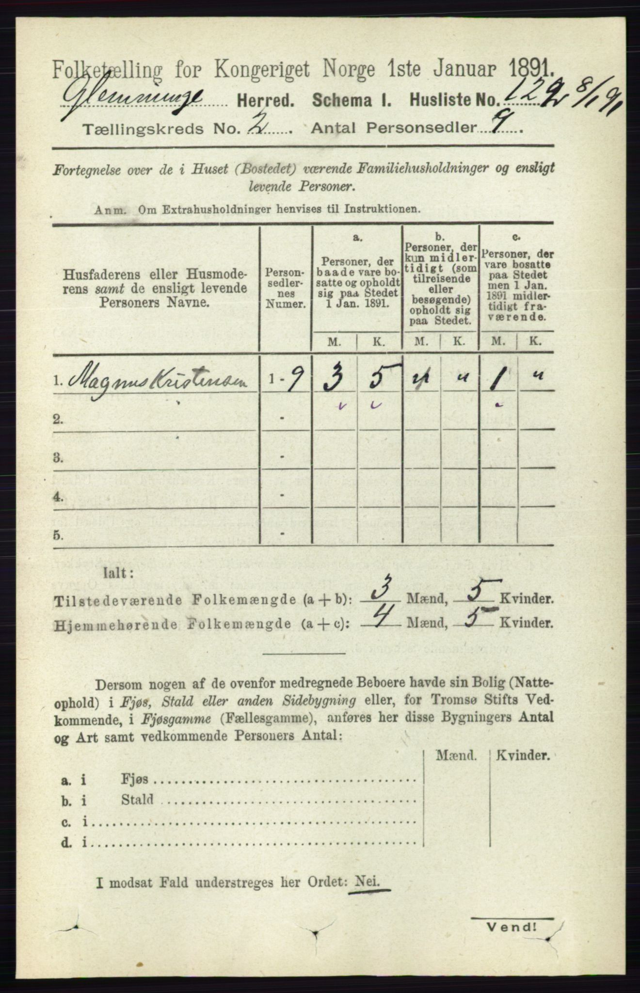 RA, 1891 census for 0132 Glemmen, 1891, p. 536