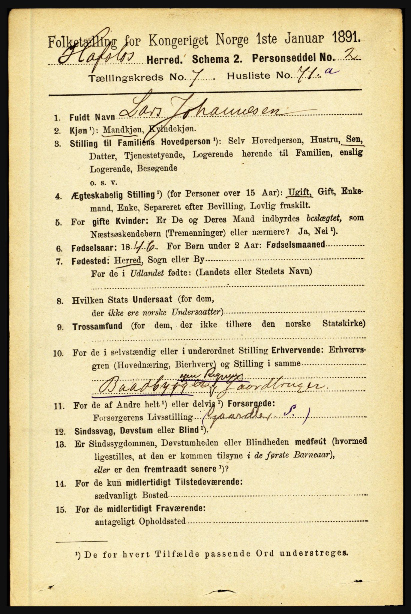 RA, 1891 census for 1425 Hafslo, 1891, p. 3122