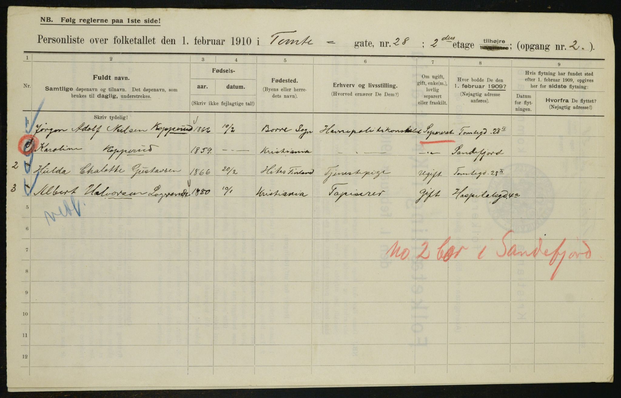 OBA, Municipal Census 1910 for Kristiania, 1910, p. 107886