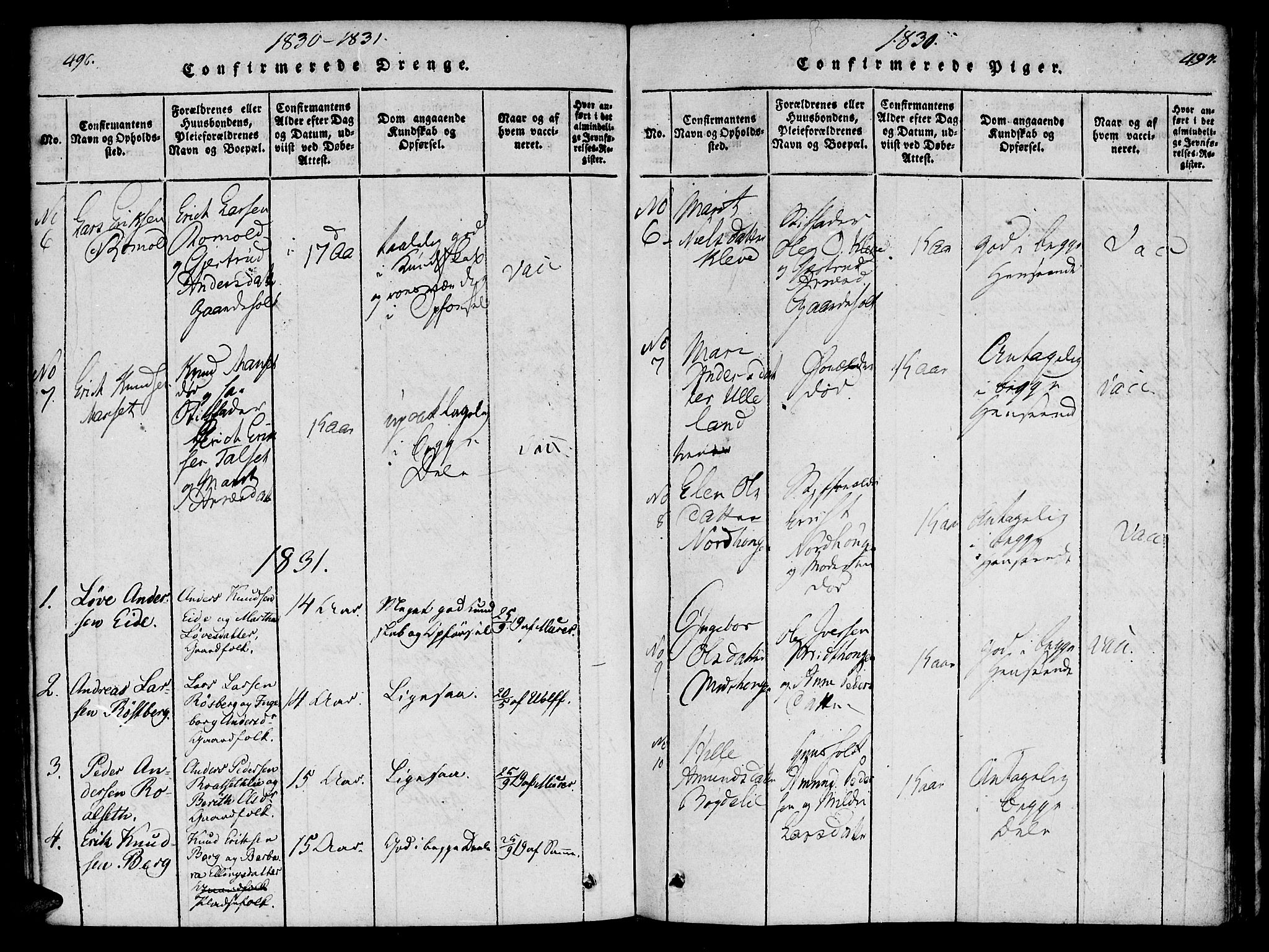Ministerialprotokoller, klokkerbøker og fødselsregistre - Møre og Romsdal, SAT/A-1454/557/L0679: Parish register (official) no. 557A01, 1818-1843, p. 496-497