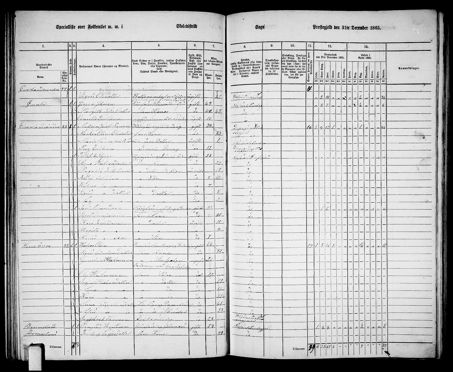 RA, 1865 census for Nissedal, 1865, p. 68