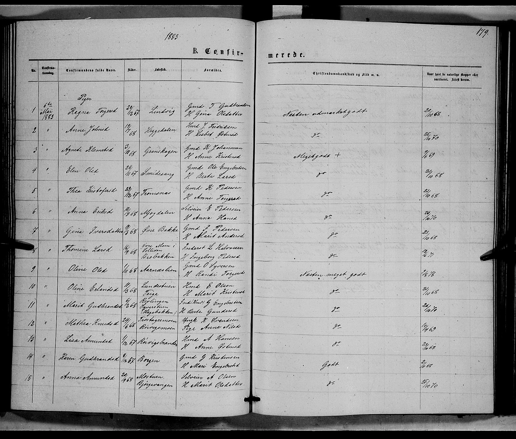 Ringebu prestekontor, AV/SAH-PREST-082/H/Ha/Hab/L0006: Parish register (copy) no. 6, 1880-1898, p. 179