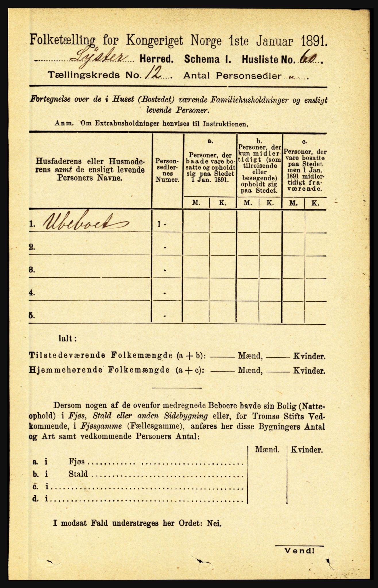 RA, 1891 census for 1426 Luster, 1891, p. 3762