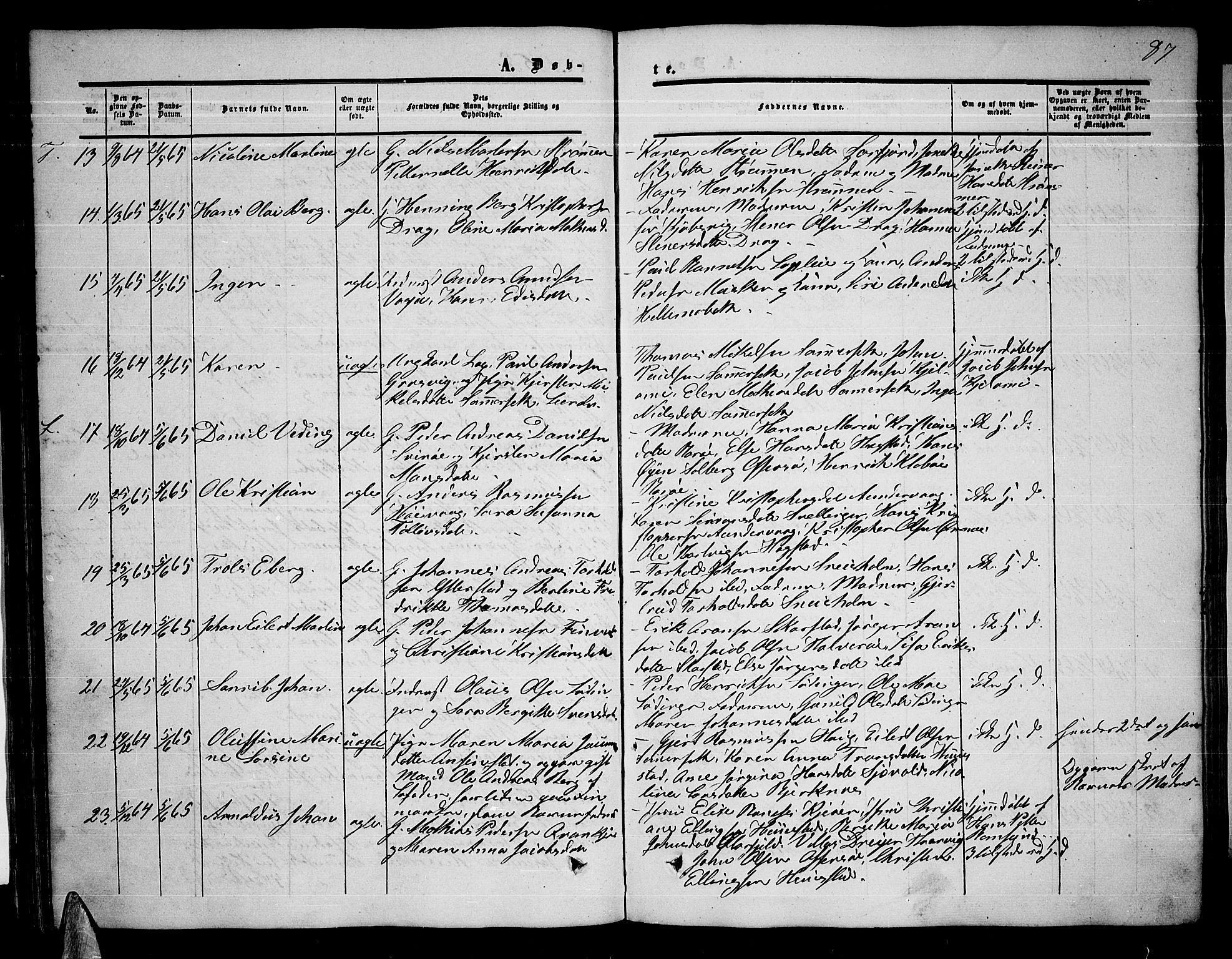 Ministerialprotokoller, klokkerbøker og fødselsregistre - Nordland, AV/SAT-A-1459/872/L1046: Parish register (copy) no. 872C02, 1852-1879, p. 87