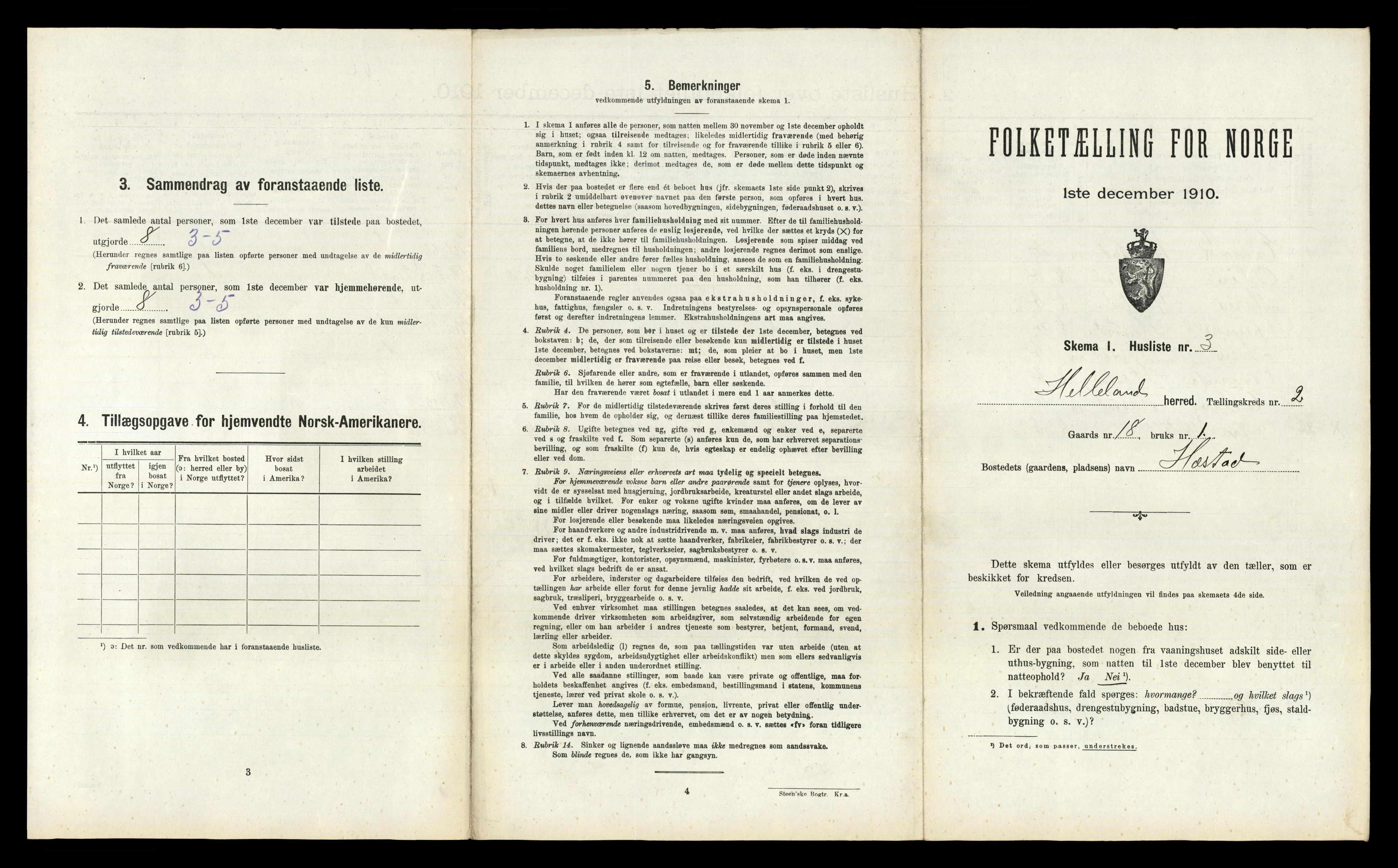 RA, 1910 census for Helleland, 1910, p. 135