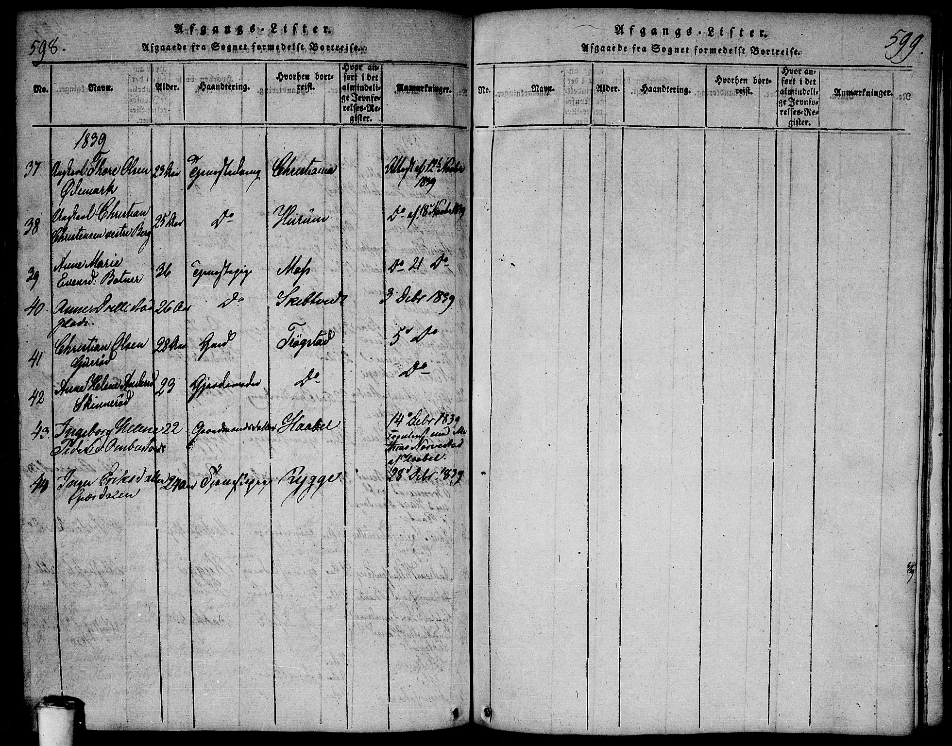 Våler prestekontor Kirkebøker, AV/SAO-A-11083/F/Fa/L0005: Parish register (official) no. I 5, 1815-1839, p. 598-599