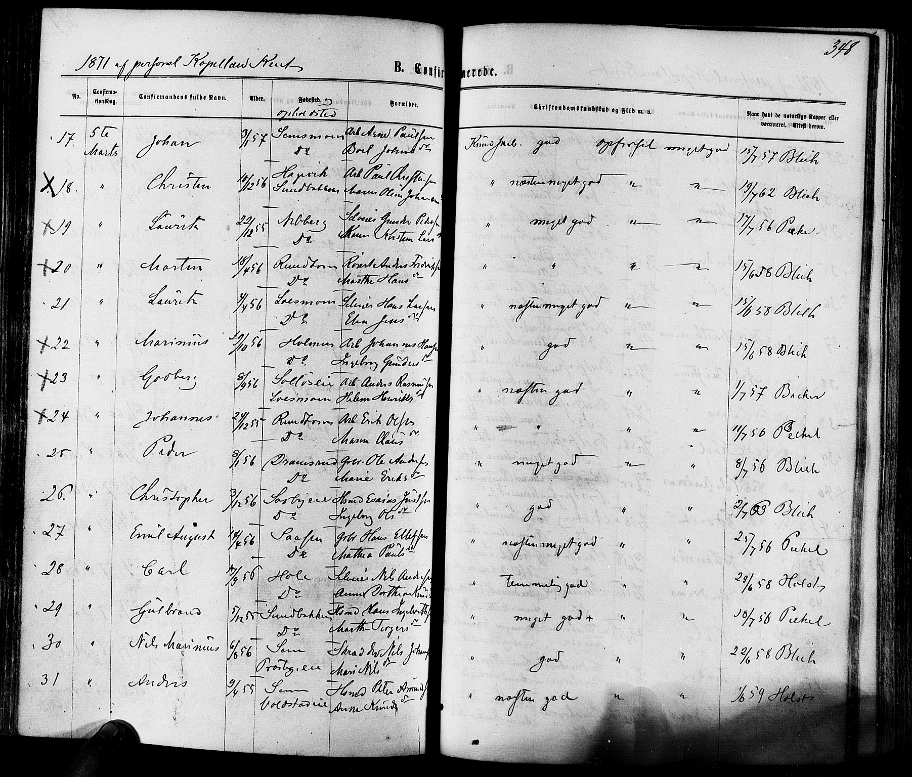 Eiker kirkebøker, AV/SAKO-A-4/F/Fa/L0017: Parish register (official) no. I 17, 1869-1877, p. 348