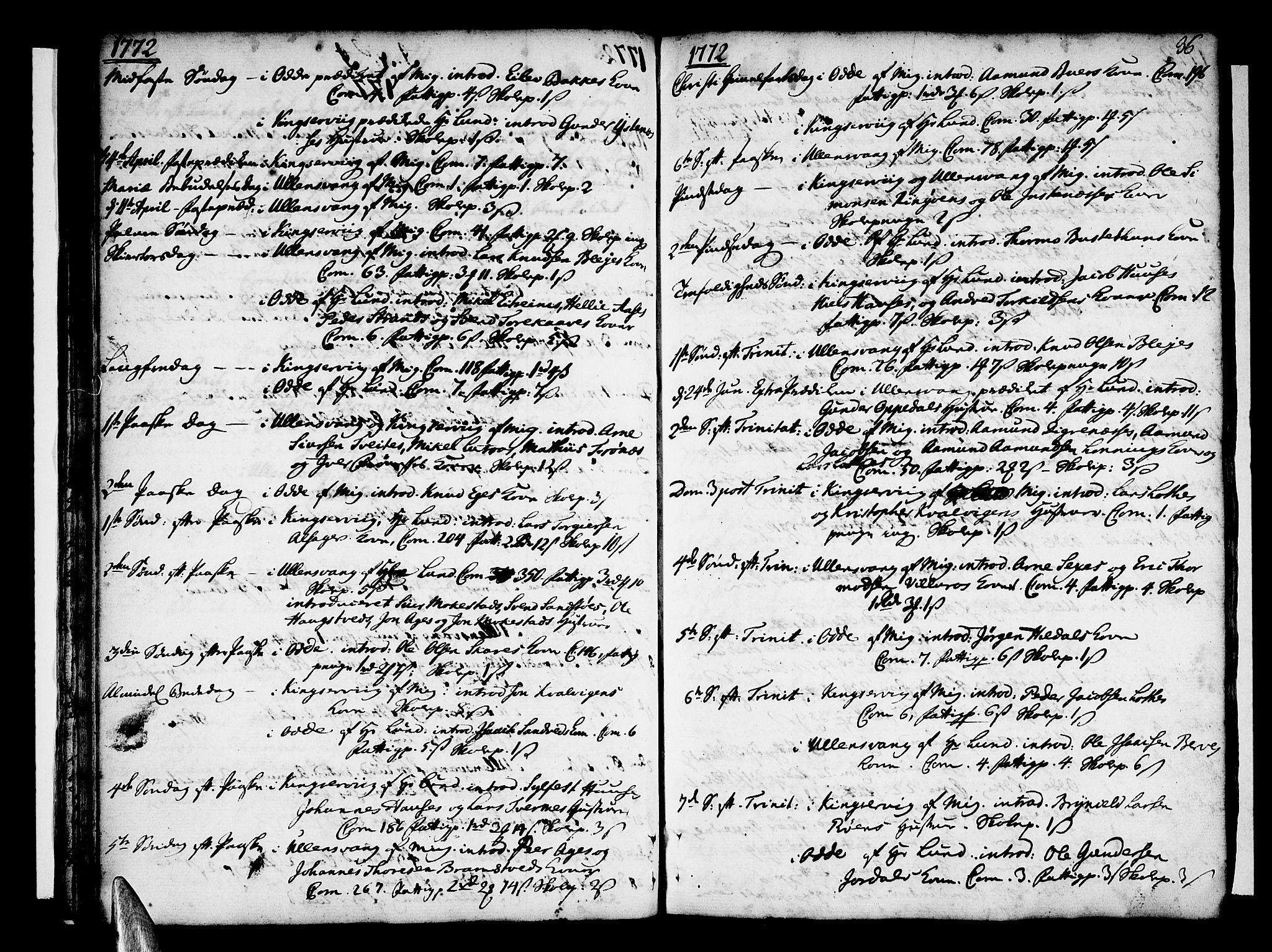 Ullensvang sokneprestembete, AV/SAB-A-78701/H/Haa: Parish register (official) no. A 6 /1, 1758-1788, p. 36