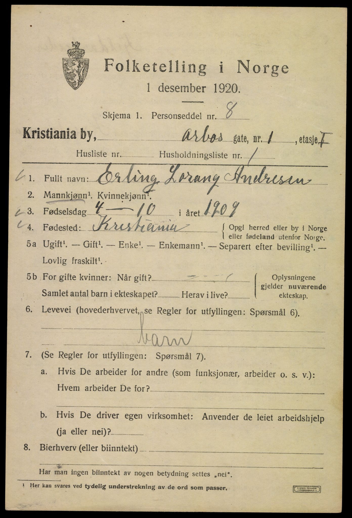 SAO, 1920 census for Kristiania, 1920, p. 142693