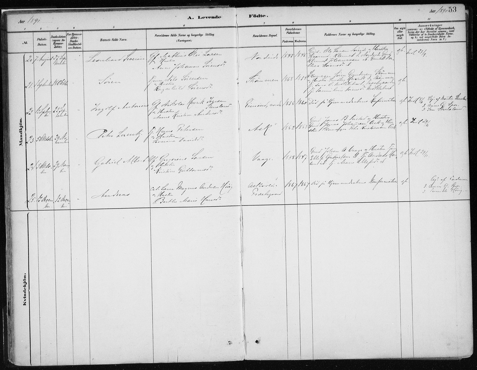 Askvoll sokneprestembete, AV/SAB-A-79501/H/Haa/Haab/L0002: Parish register (official) no. B 2, 1879-1909, p. 53