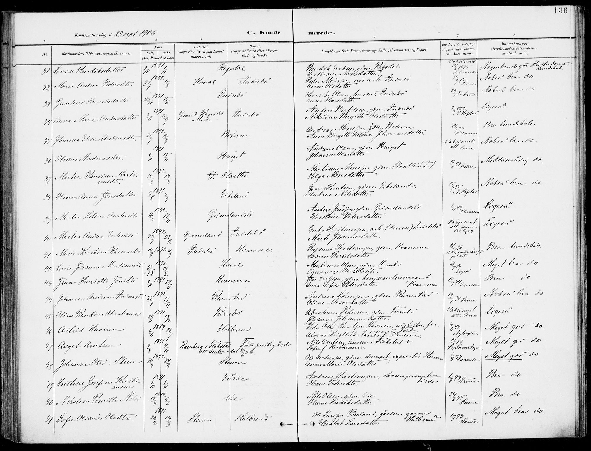 Førde sokneprestembete, SAB/A-79901/H/Haa/Haab/L0002: Parish register (official) no. B  2, 1899-1920, p. 136