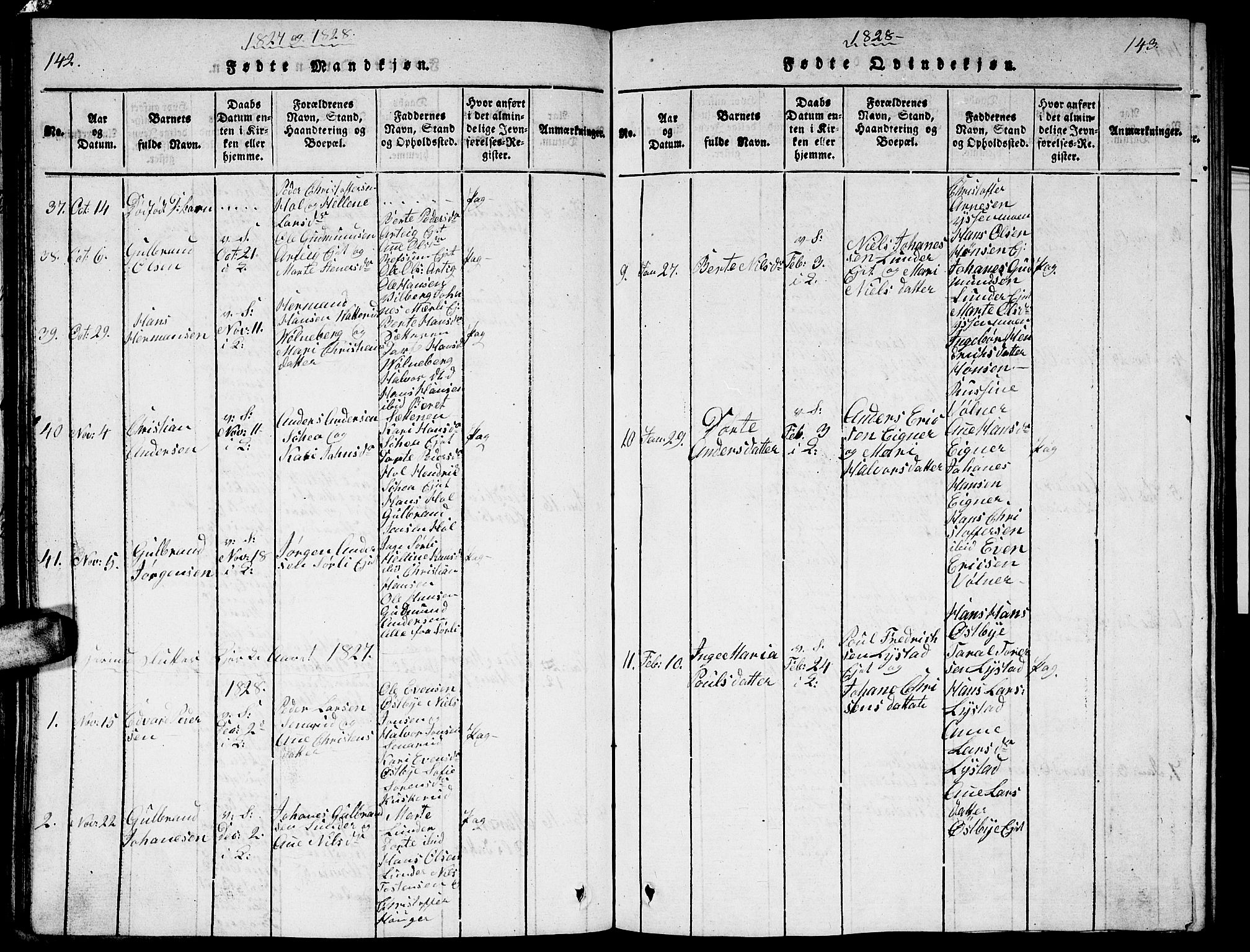 Sørum prestekontor Kirkebøker, AV/SAO-A-10303/G/Ga/L0001: Parish register (copy) no. I 1, 1814-1829, p. 142-143