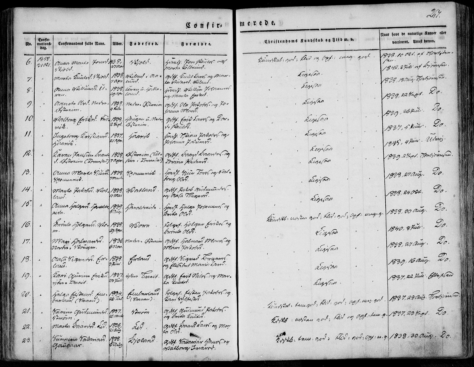 Skjold sokneprestkontor, SAST/A-101847/H/Ha/Haa/L0006: Parish register (official) no. A 6.1, 1835-1858, p. 267