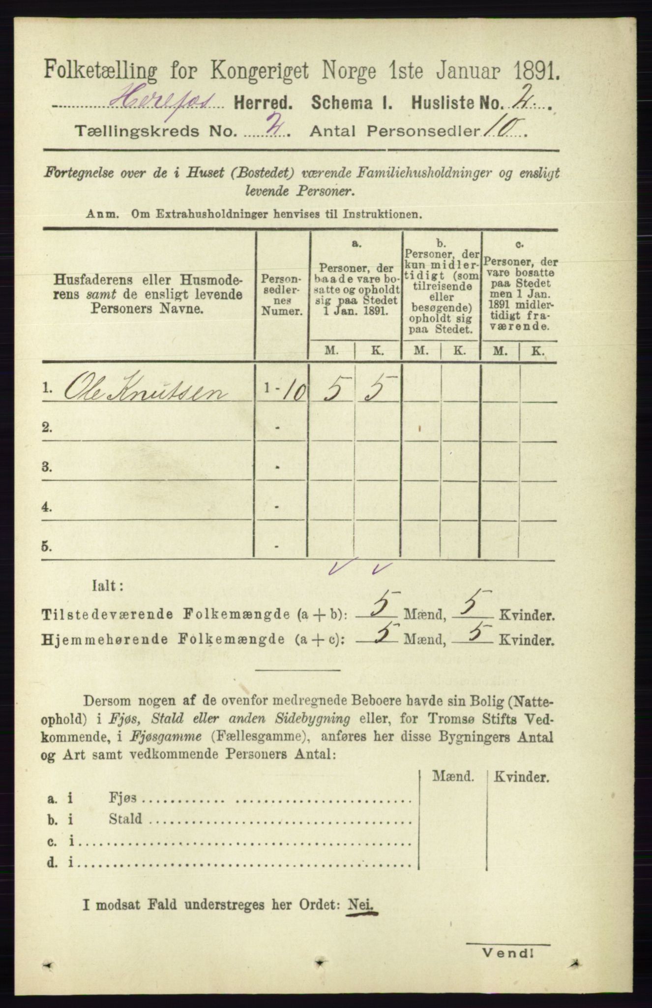 RA, 1891 census for 0933 Herefoss, 1891, p. 242