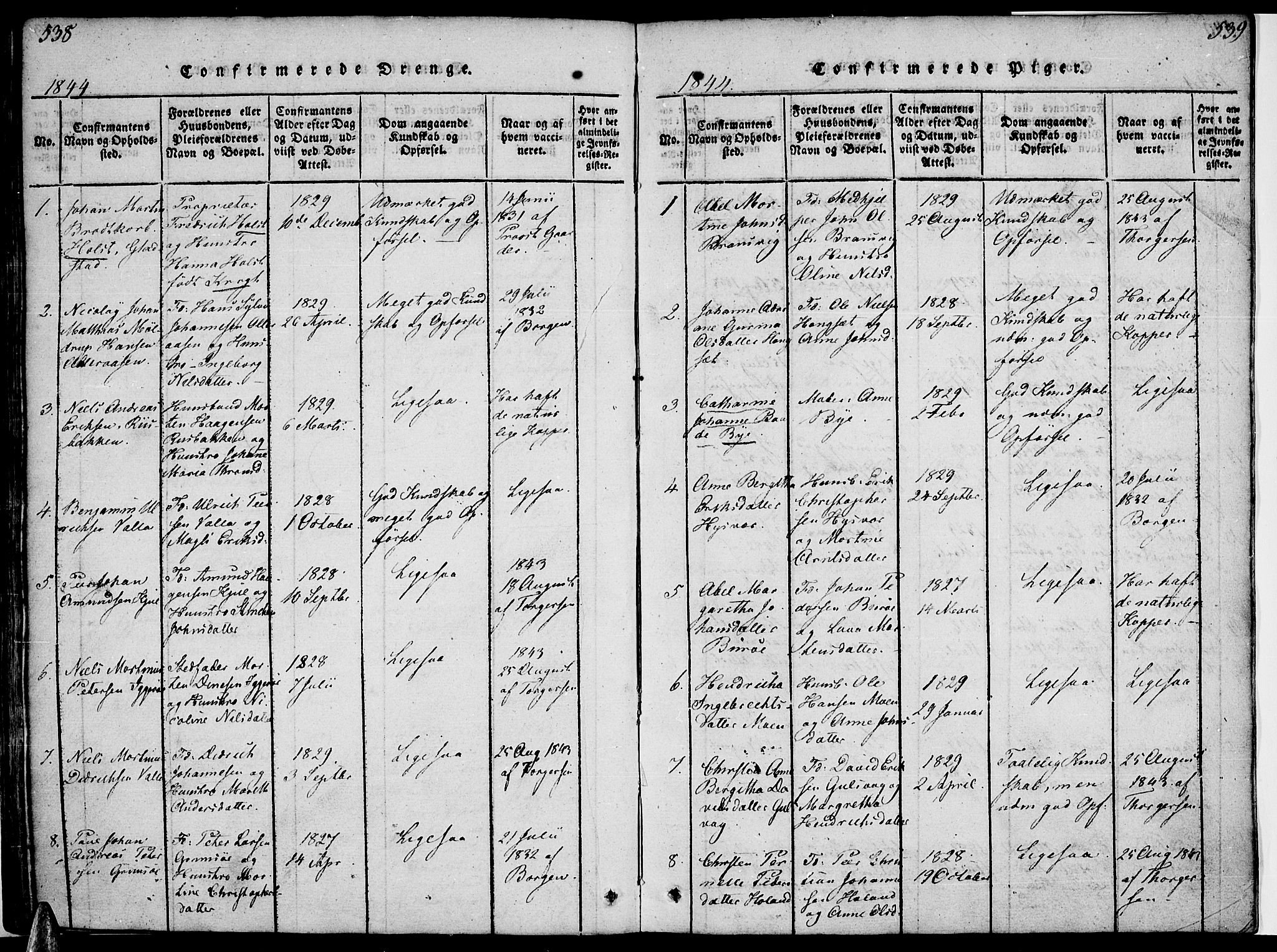 Ministerialprotokoller, klokkerbøker og fødselsregistre - Nordland, SAT/A-1459/816/L0239: Parish register (official) no. 816A05, 1820-1845, p. 538-539