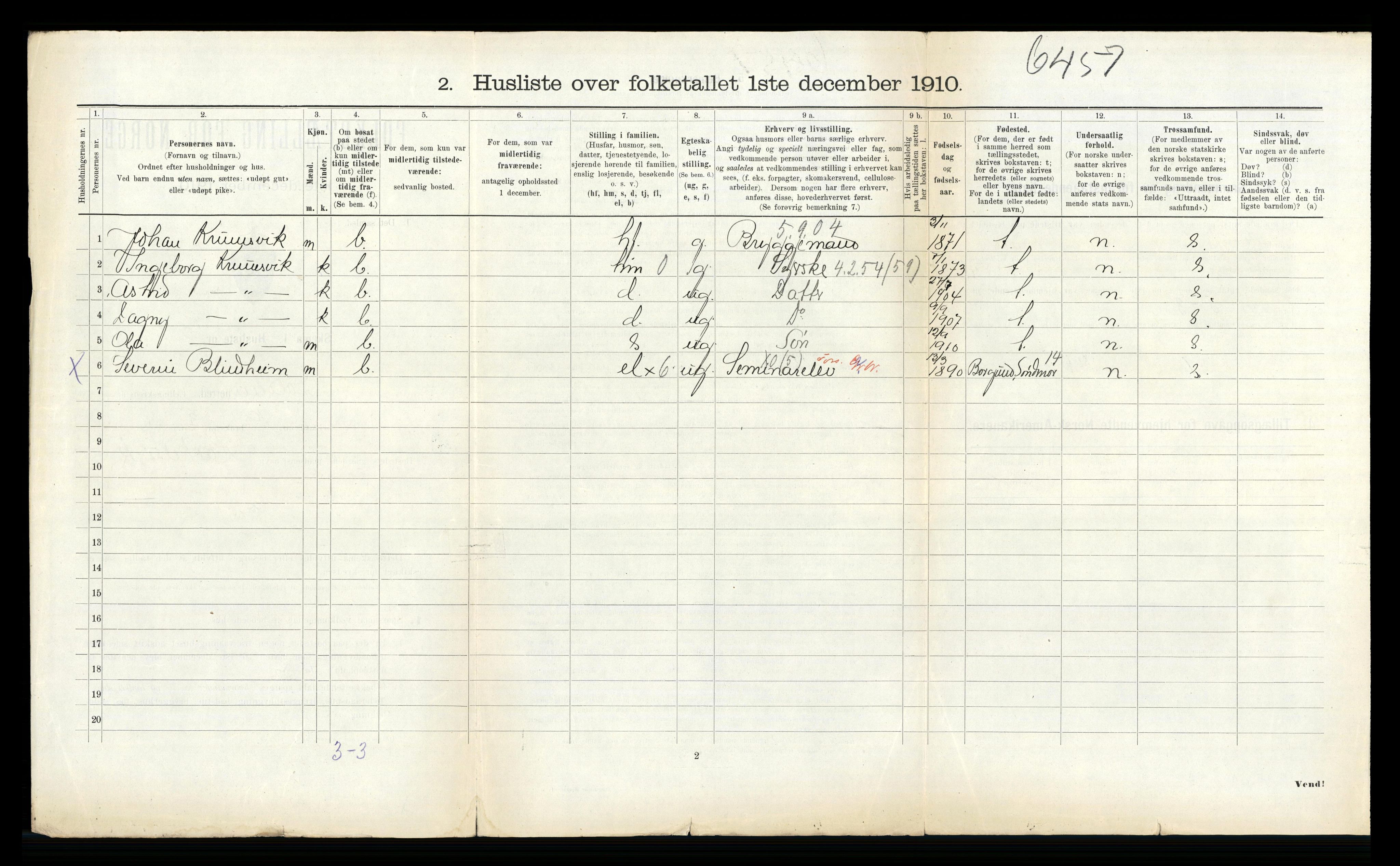 RA, 1910 census for Volda, 1910, p. 437