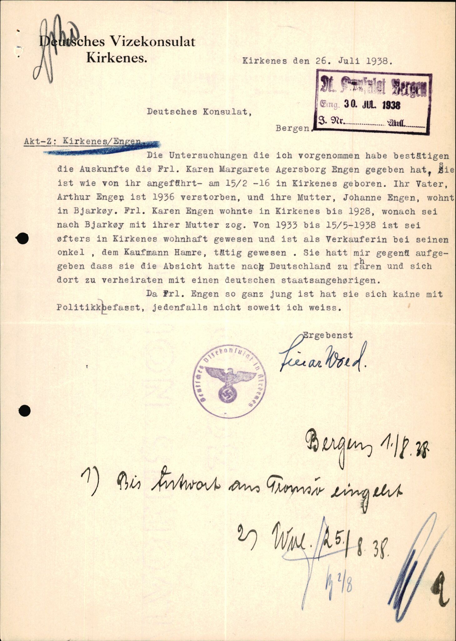 Forsvarets Overkommando. 2 kontor. Arkiv 11.4. Spredte tyske arkivsaker, AV/RA-RAFA-7031/D/Dar/Darc/L0026: FO.II. Tyske konsulater, 1928-1940, p. 1023