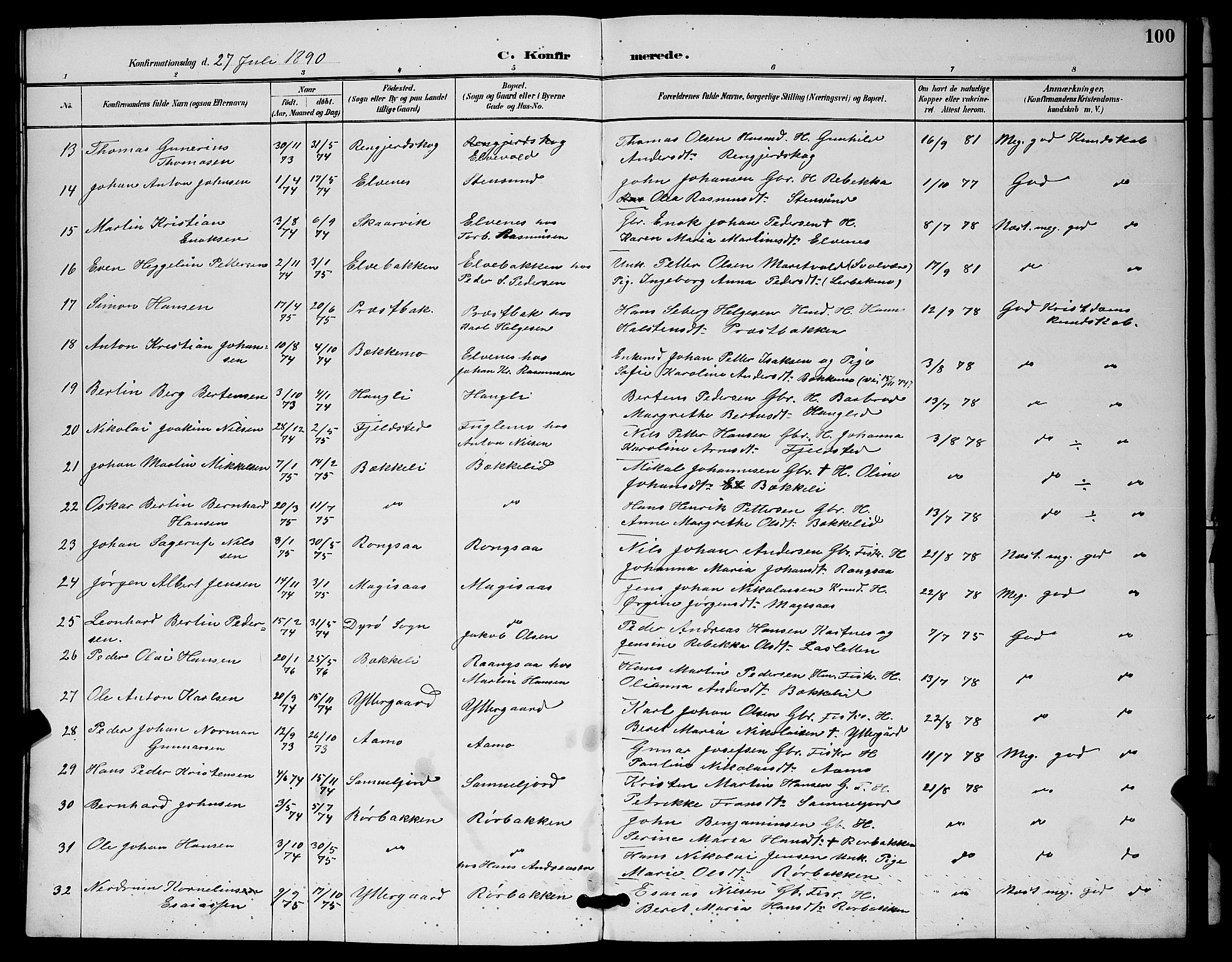 Ibestad sokneprestembete, AV/SATØ-S-0077/H/Ha/Hab/L0015klokker: Parish register (copy) no. 15, 1888-1899, p. 100