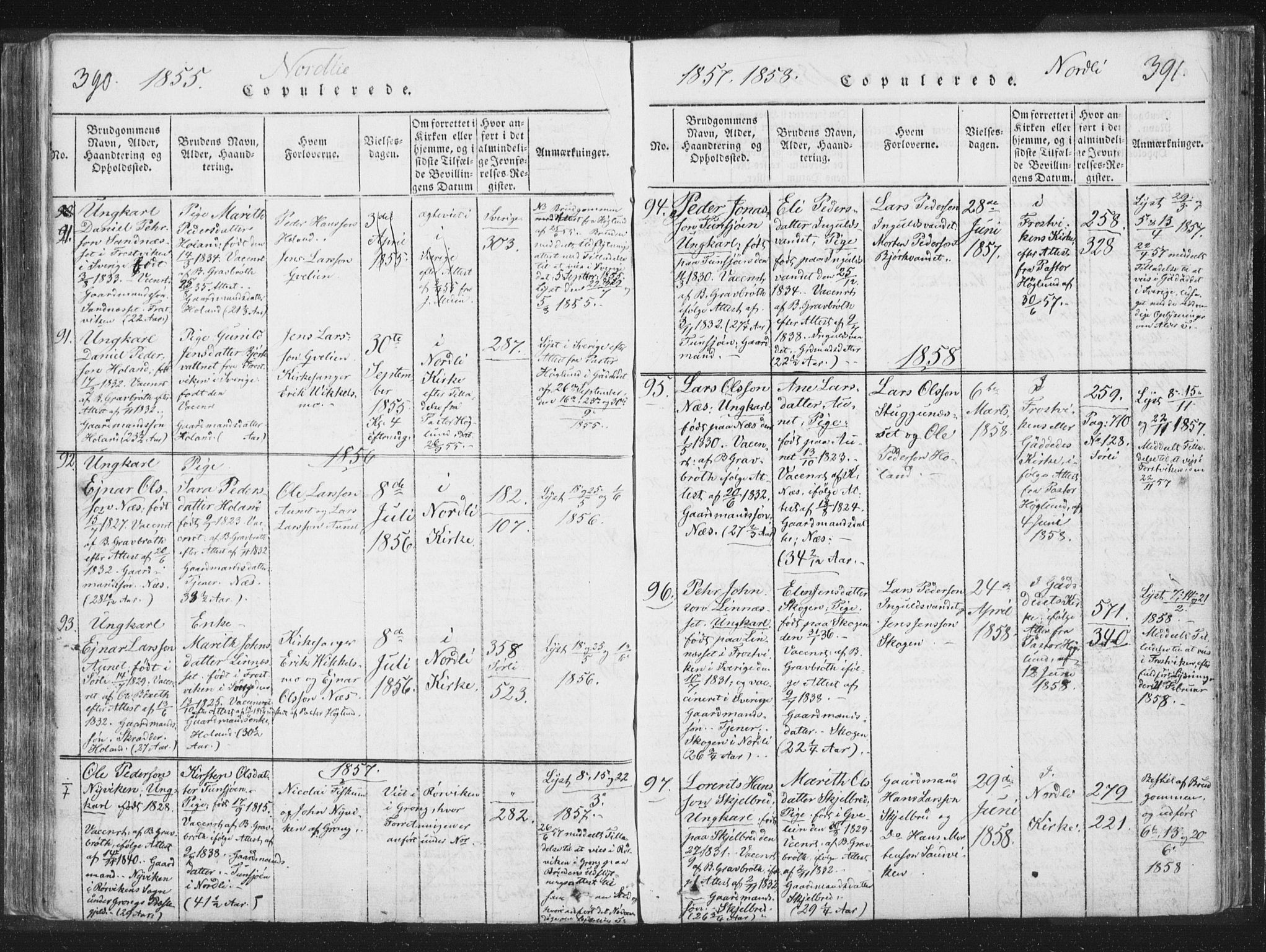 Ministerialprotokoller, klokkerbøker og fødselsregistre - Nord-Trøndelag, SAT/A-1458/755/L0491: Parish register (official) no. 755A01 /1, 1817-1864, p. 390-391
