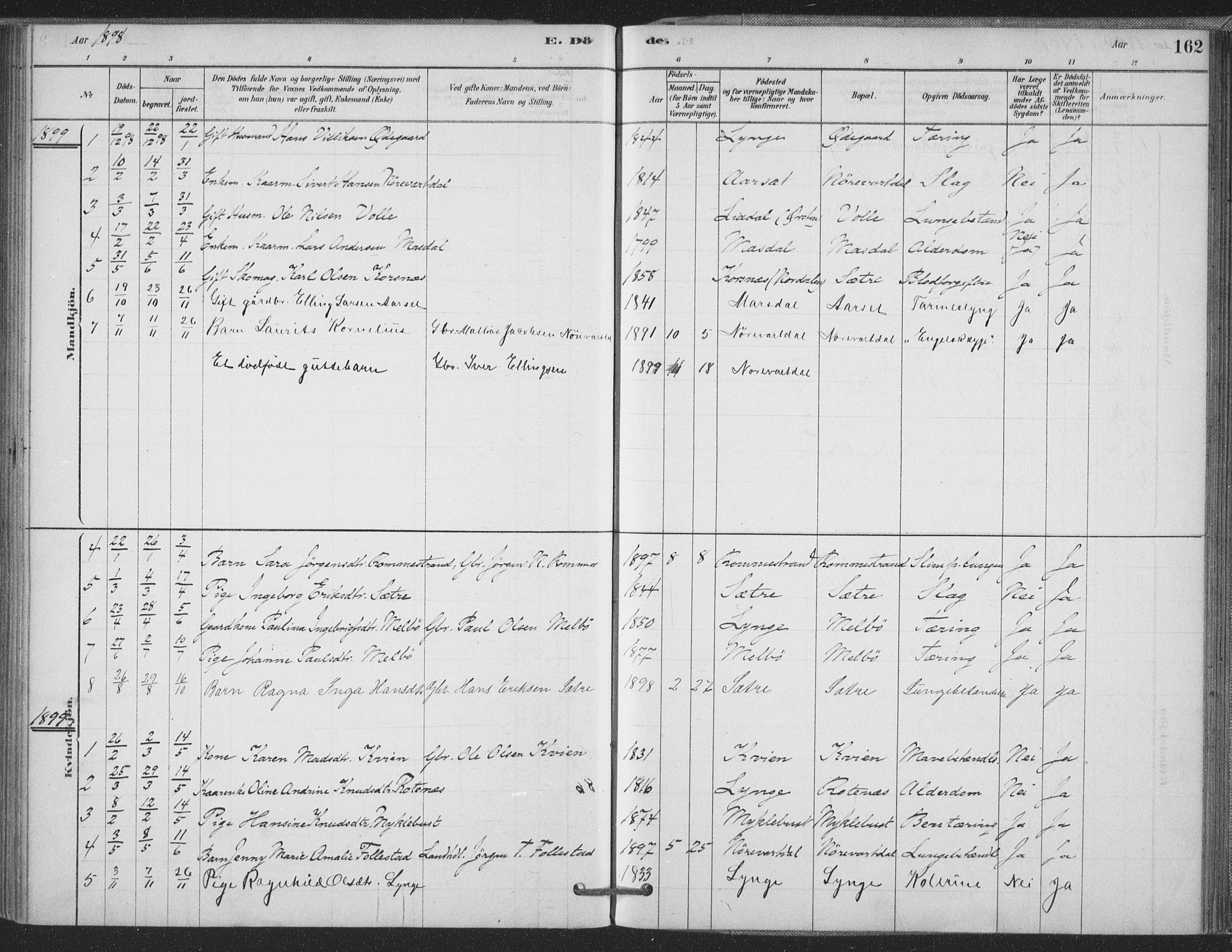 Ministerialprotokoller, klokkerbøker og fødselsregistre - Møre og Romsdal, AV/SAT-A-1454/514/L0199: Parish register (official) no. 514A01, 1878-1912, p. 162