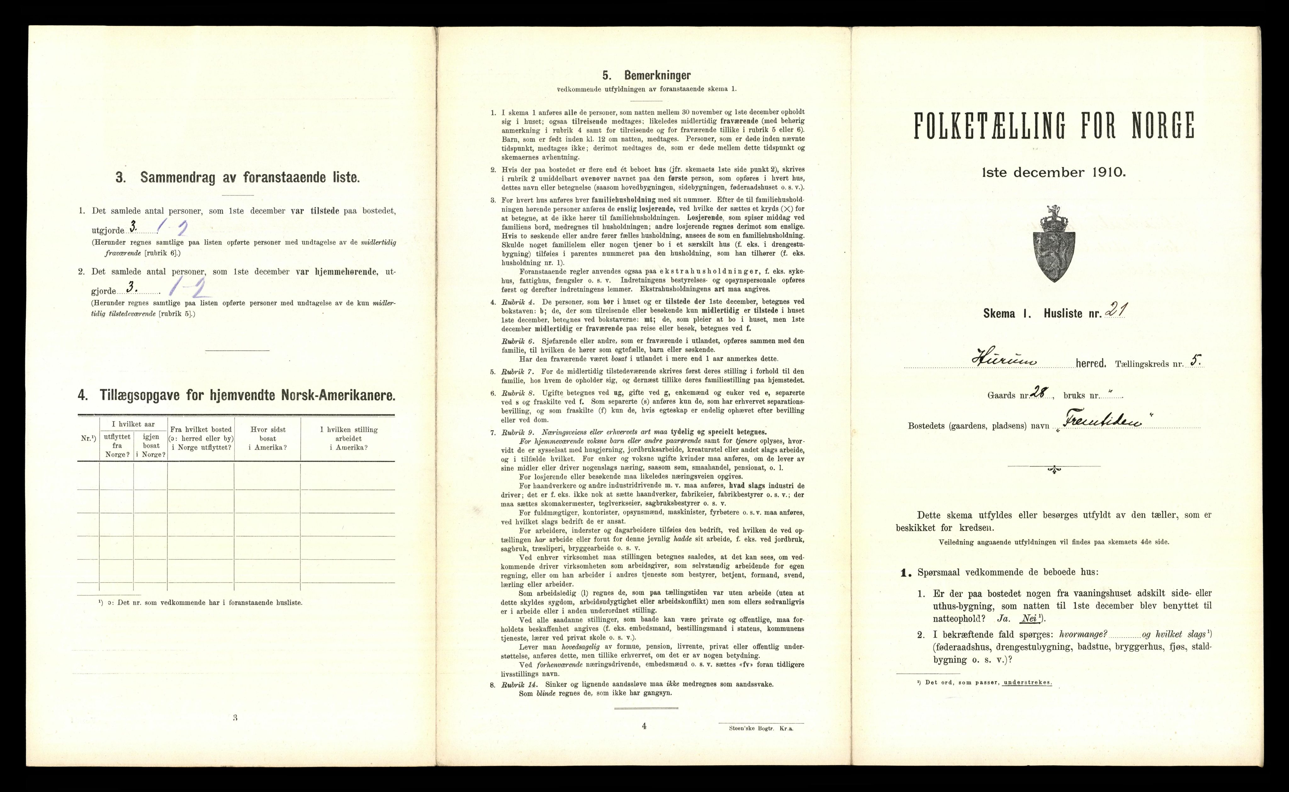 RA, 1910 census for Hurum, 1910, p. 854