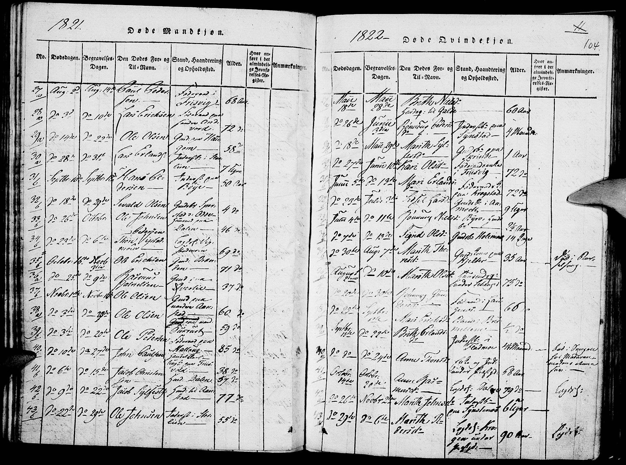 Lom prestekontor, AV/SAH-PREST-070/K/L0004: Parish register (official) no. 4, 1815-1825, p. 104