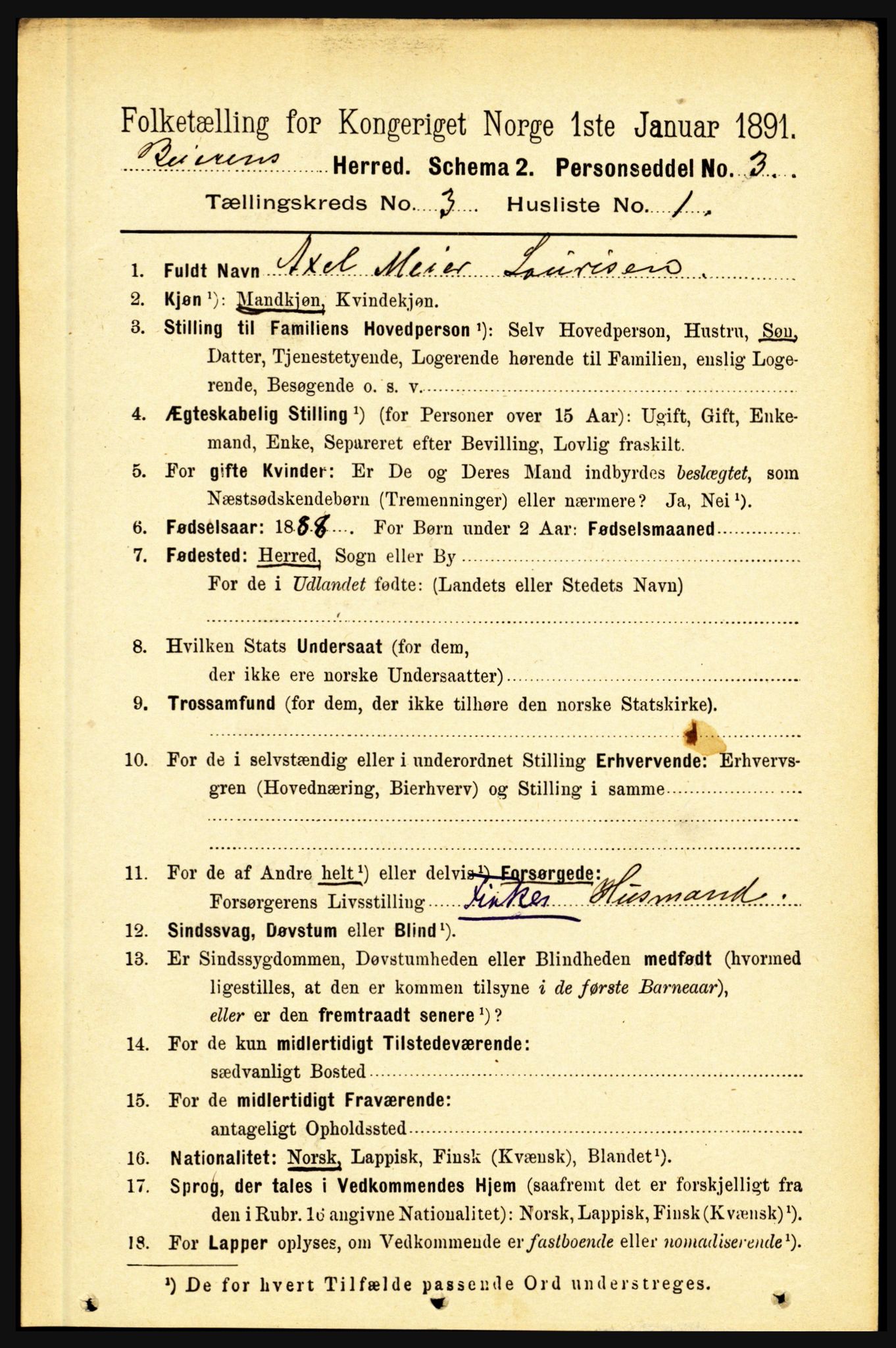 RA, 1891 census for 1839 Beiarn, 1891, p. 1027