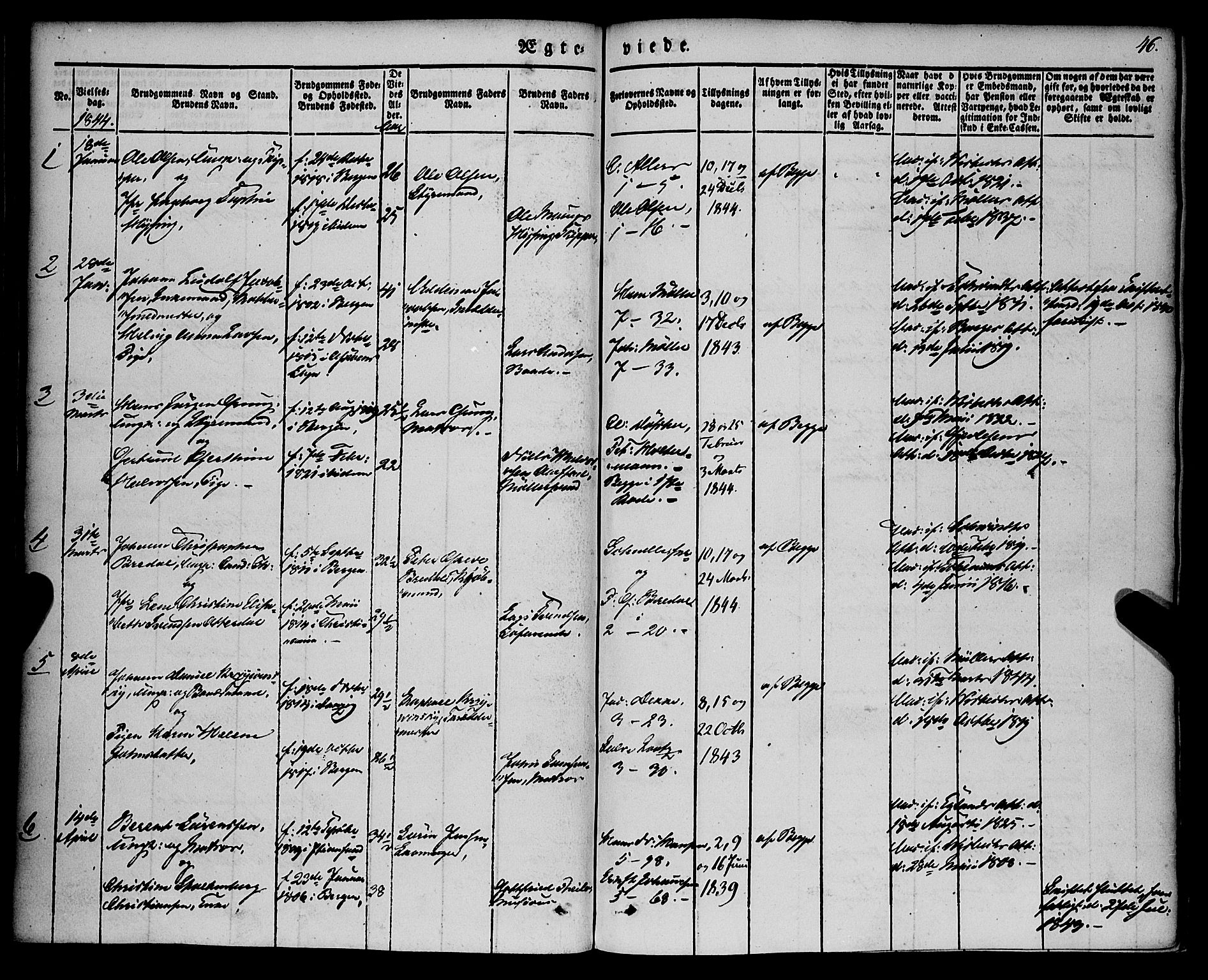 Nykirken Sokneprestembete, SAB/A-77101/H/Haa/L0031: Parish register (official) no. D 1, 1834-1861, p. 46