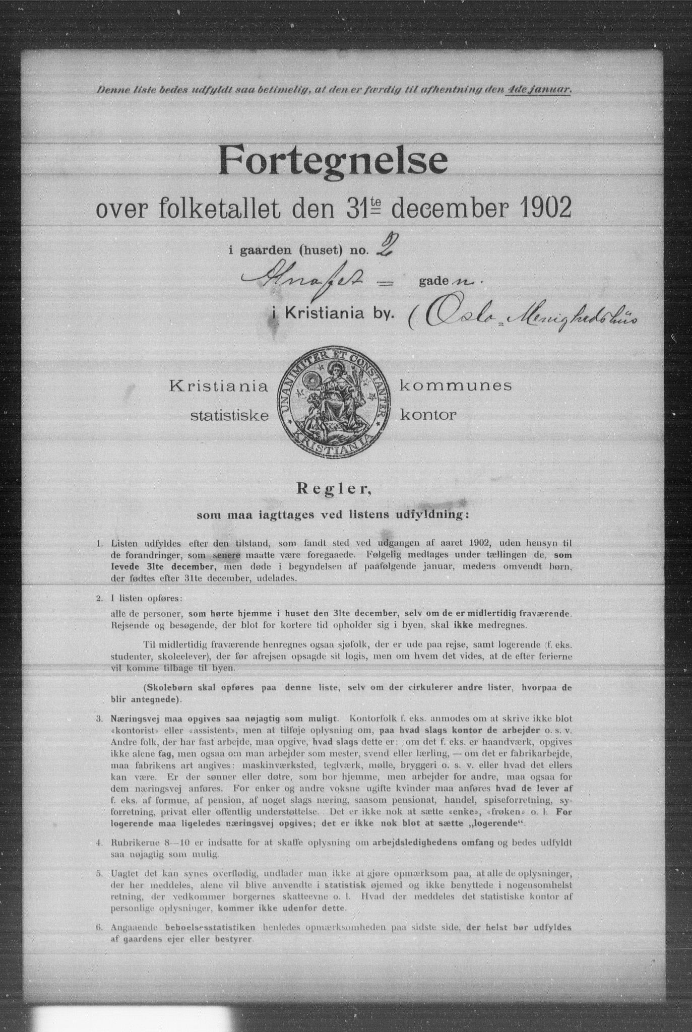 OBA, Municipal Census 1902 for Kristiania, 1902, p. 89