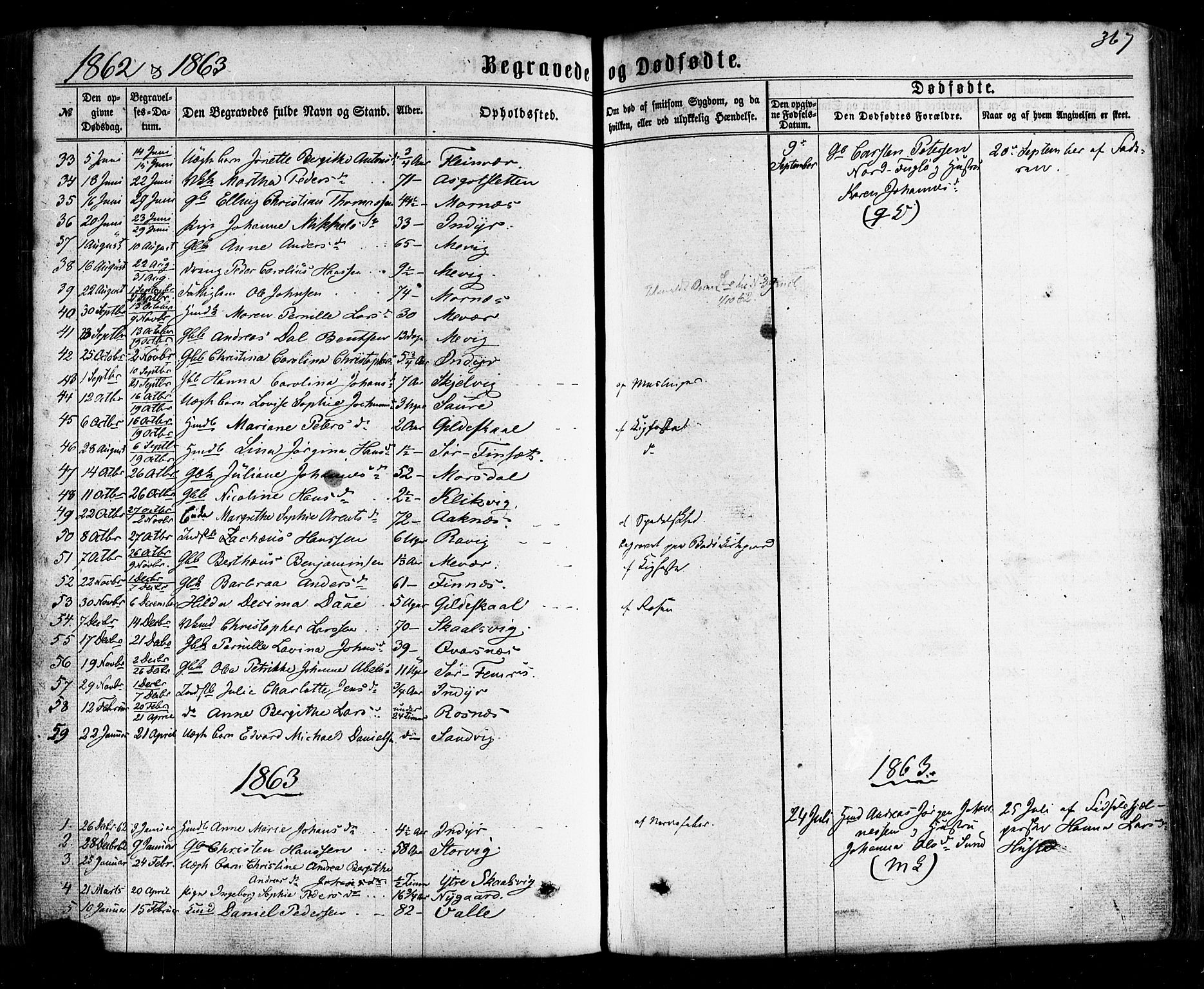 Ministerialprotokoller, klokkerbøker og fødselsregistre - Nordland, SAT/A-1459/805/L0098: Parish register (official) no. 805A05, 1862-1879, p. 367