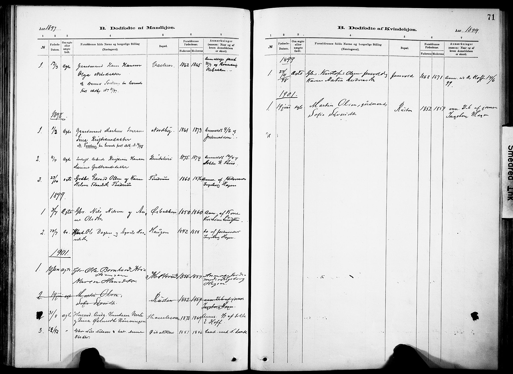 Nordre Land prestekontor, SAH/PREST-124/H/Ha/Haa/L0005: Parish register (official) no. 5, 1882-1903, p. 71