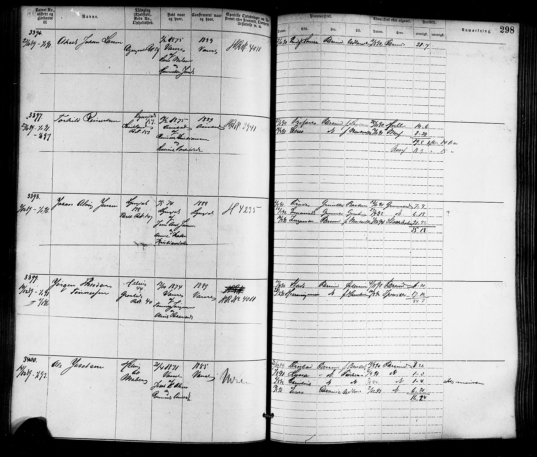 Farsund mønstringskrets, SAK/2031-0017/F/Fa/L0006: Annotasjonsrulle nr 1911-3805 med register, Z-3, 1877-1894, p. 333