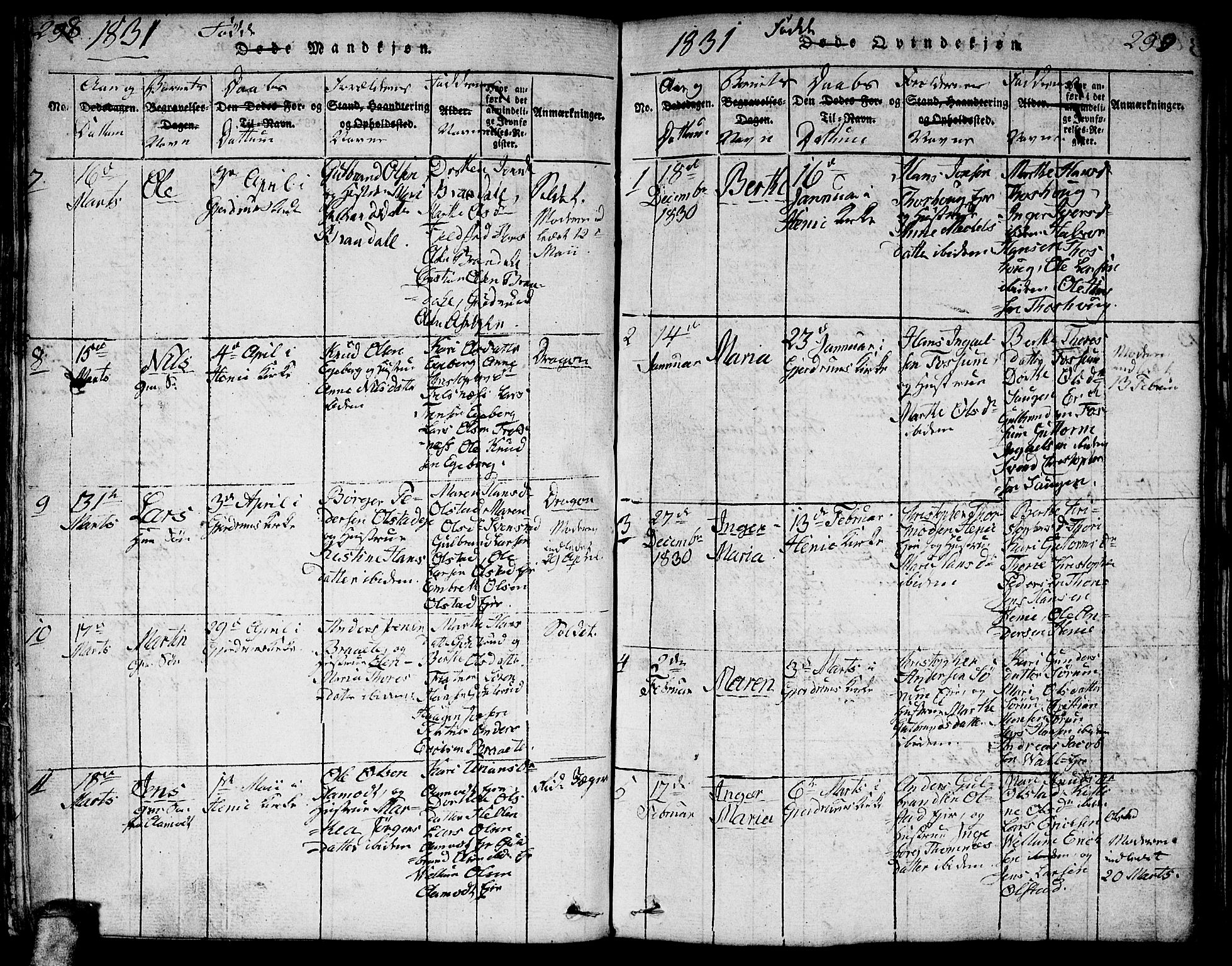 Gjerdrum prestekontor Kirkebøker, AV/SAO-A-10412b/F/Fa/L0004: Parish register (official) no. I 4, 1816-1836, p. 298-299