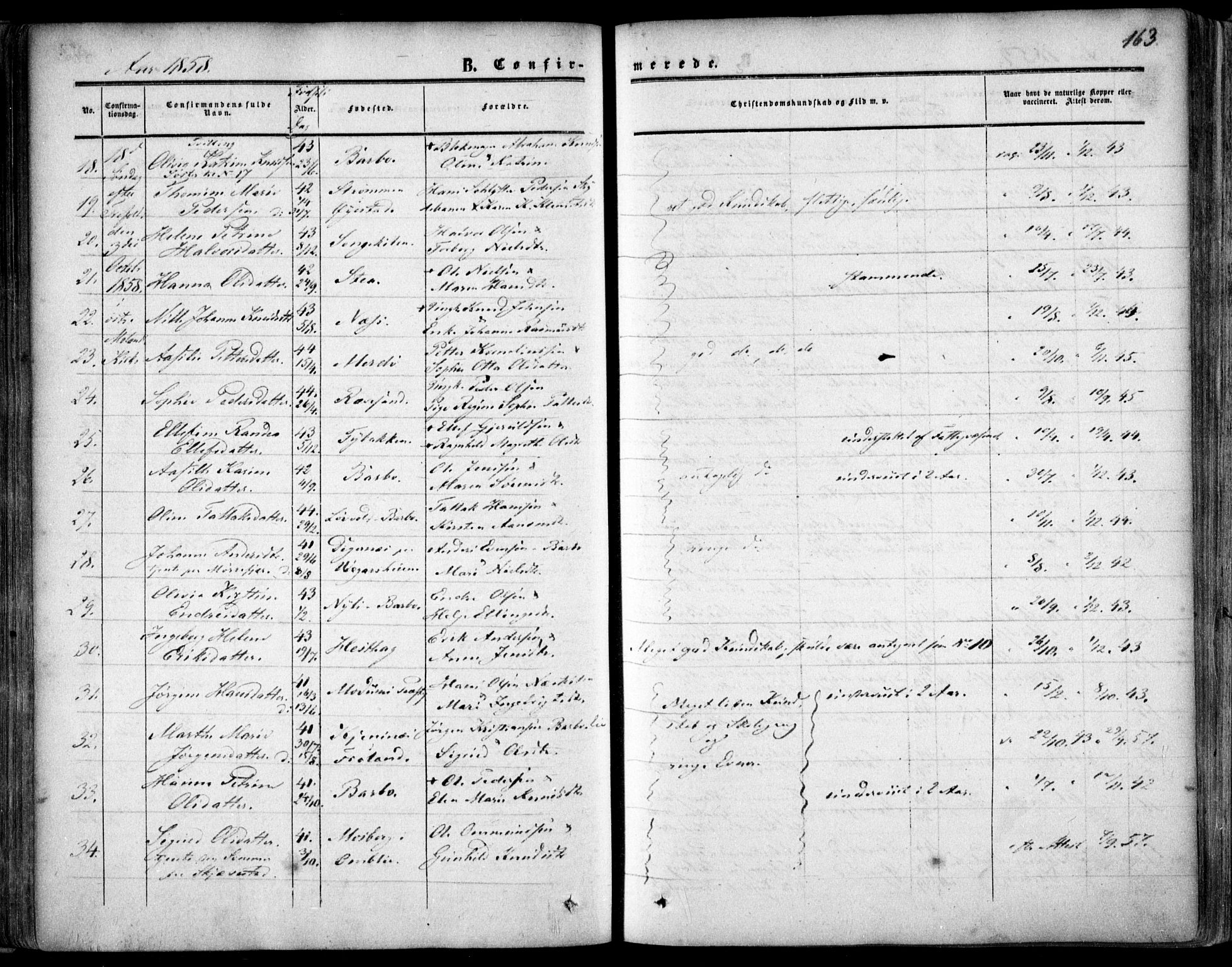 Tromøy sokneprestkontor, AV/SAK-1111-0041/F/Fa/L0006: Parish register (official) no. A 6, 1855-1863, p. 163