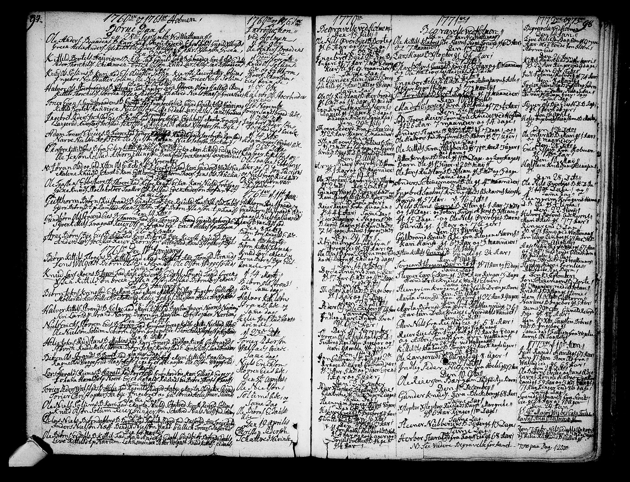 Sigdal kirkebøker, AV/SAKO-A-245/F/Fa/L0001: Parish register (official) no. I 1, 1722-1777, p. 97-98