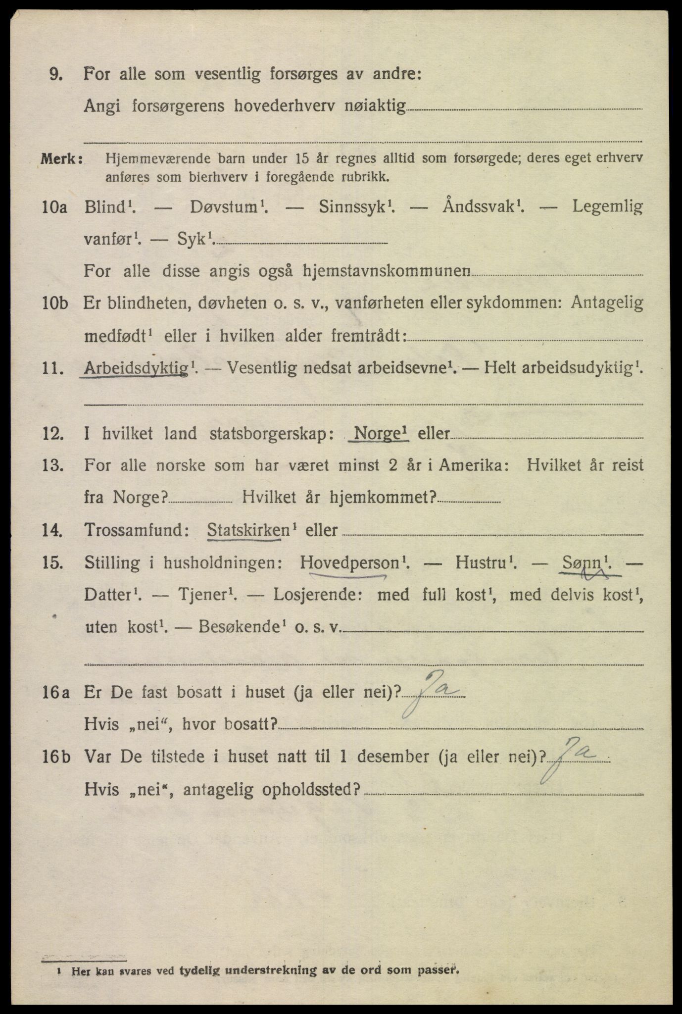 SAK, 1920 census for Vennesla, 1920, p. 1473