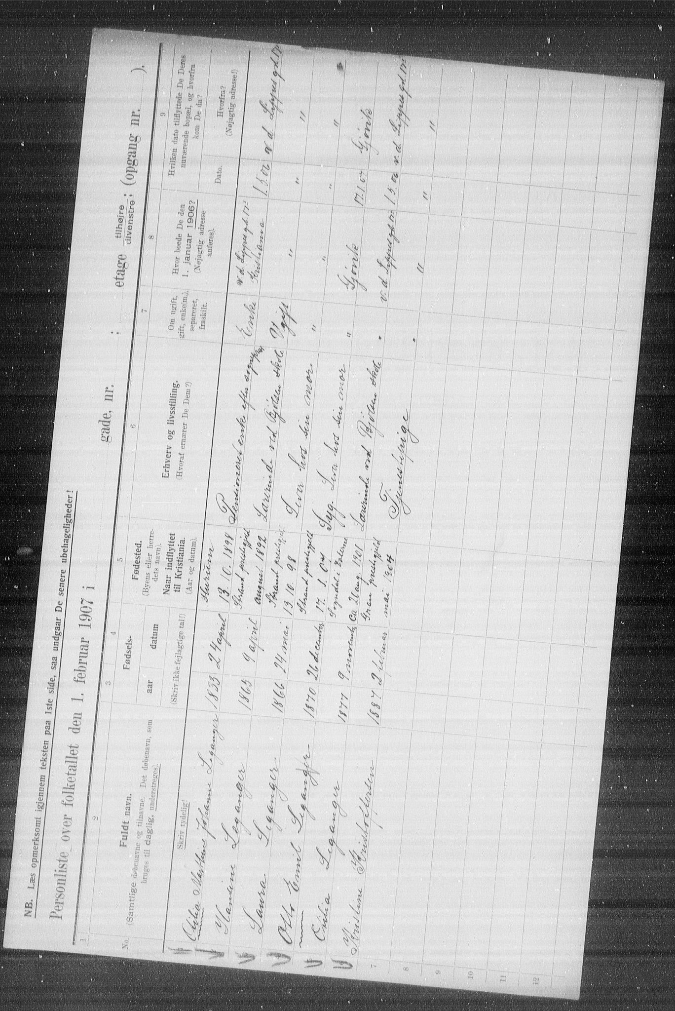 OBA, Municipal Census 1907 for Kristiania, 1907, p. 29864