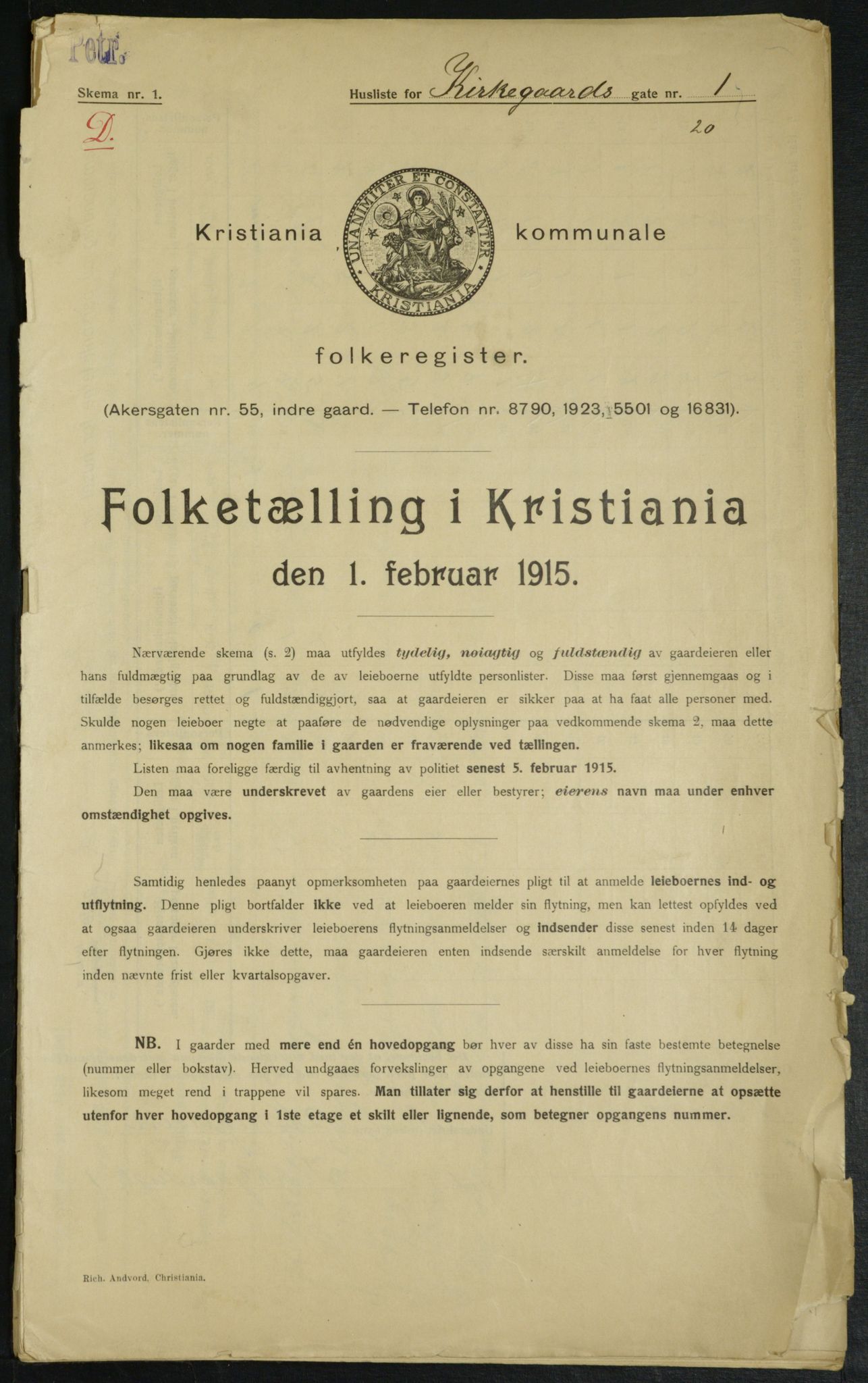 OBA, Municipal Census 1915 for Kristiania, 1915, p. 49545