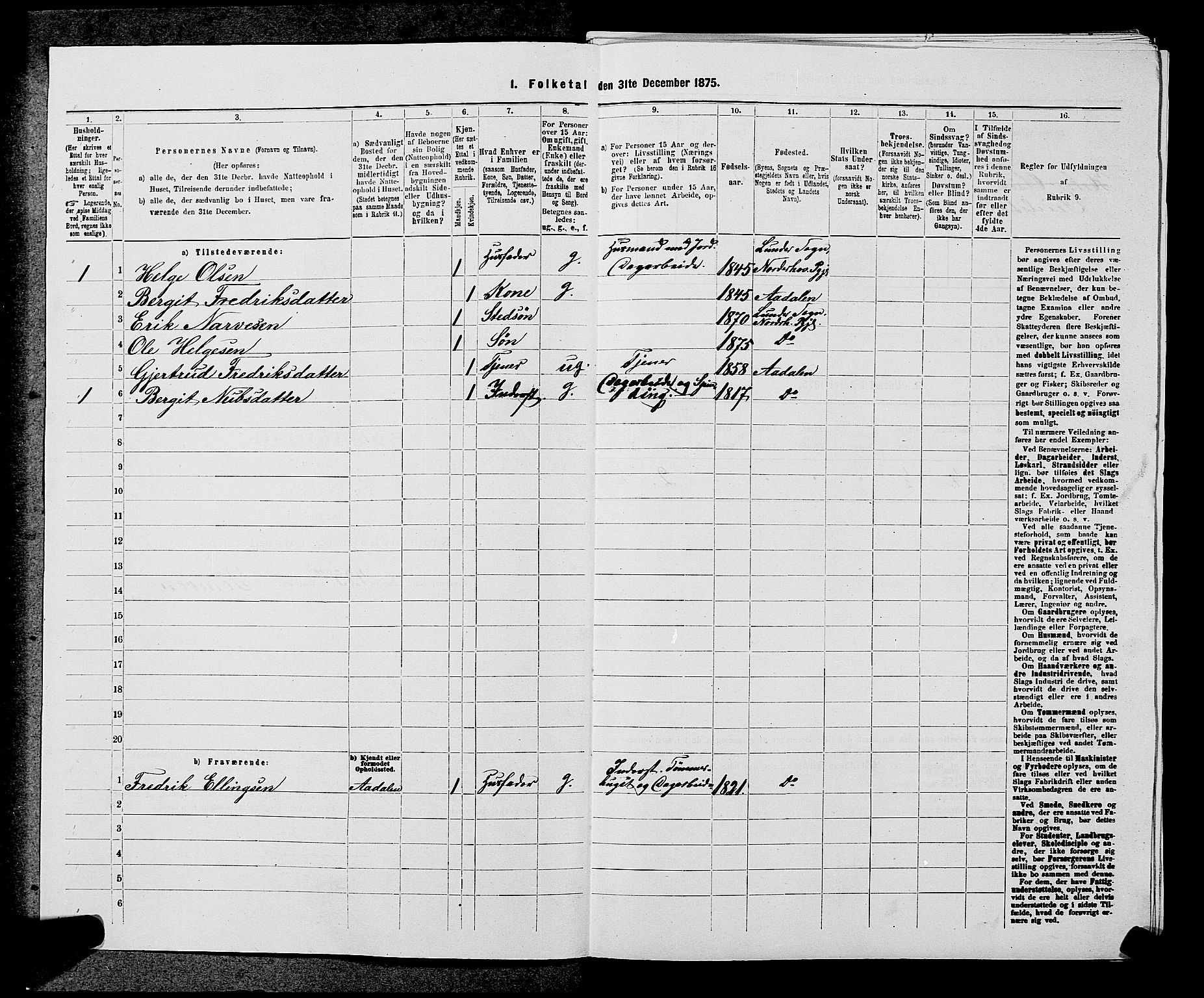 SAKO, 1875 census for 0613L Norderhov/Norderhov, Haug og Lunder, 1875, p. 2392