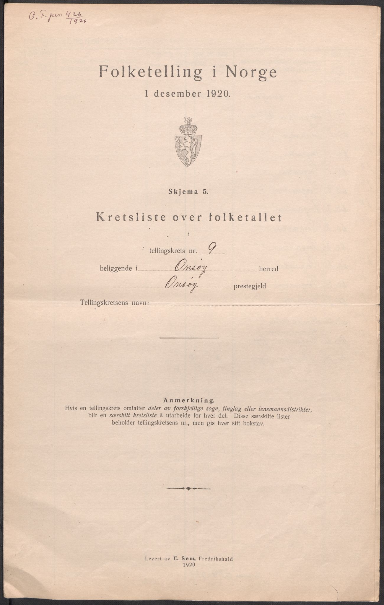 SAO, 1920 census for Onsøy, 1920, p. 38