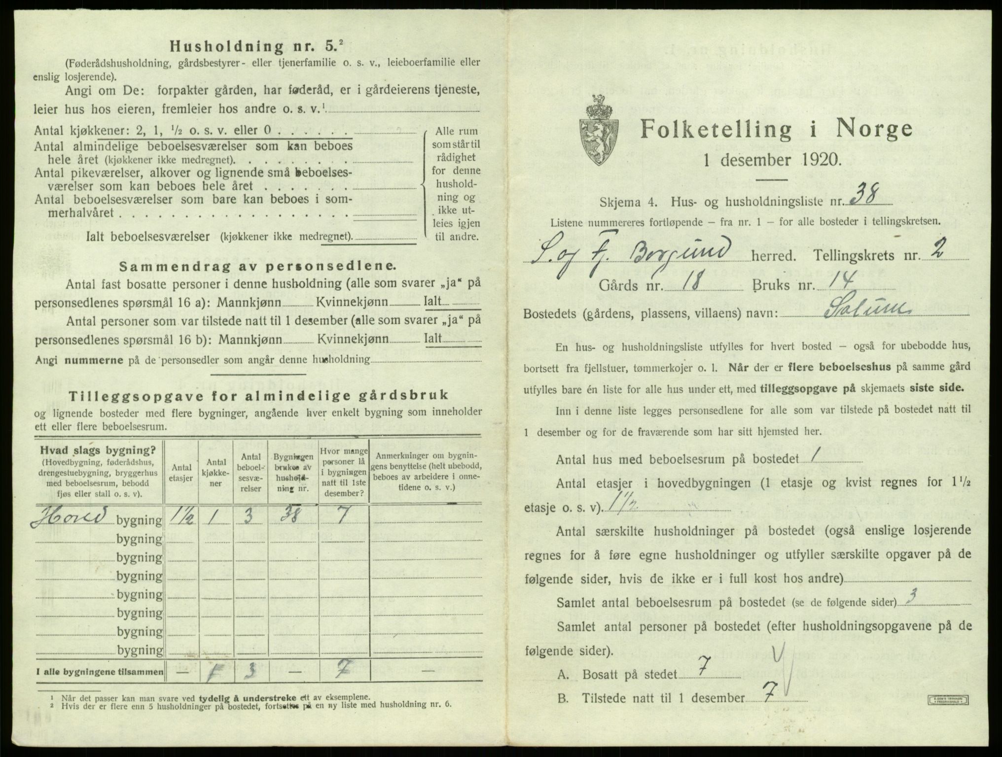 SAB, 1920 census for Borgund, 1920, p. 165