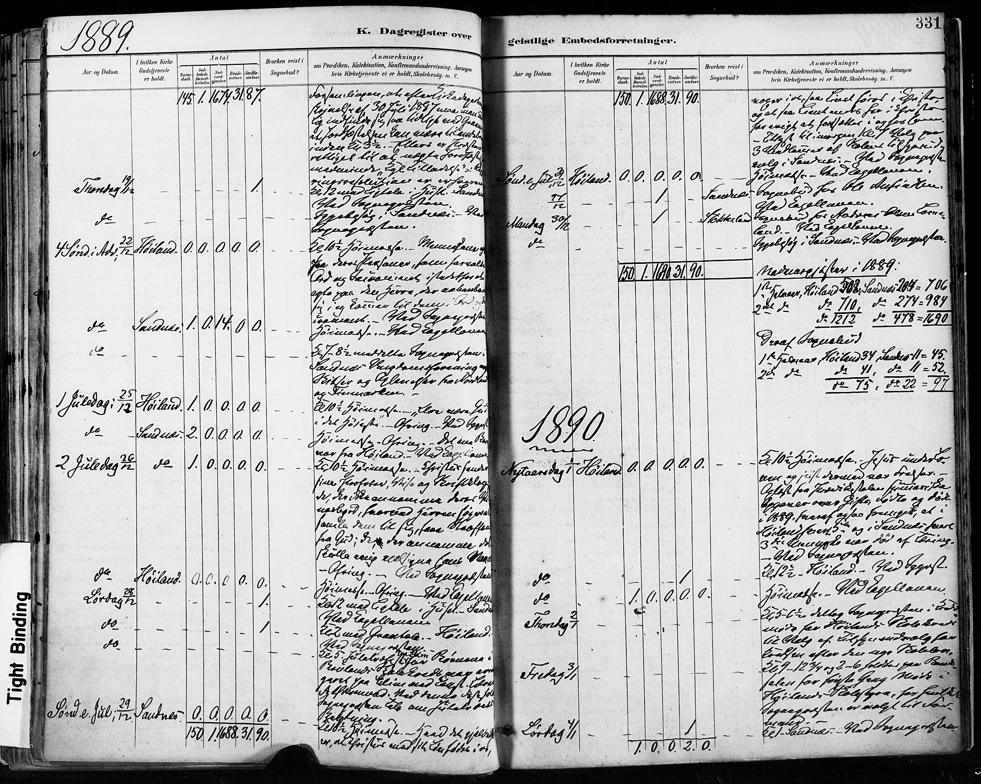 Høyland sokneprestkontor, SAST/A-101799/001/30BA/L0013: Parish register (official) no. A 13.2, 1889-1898, p. 331