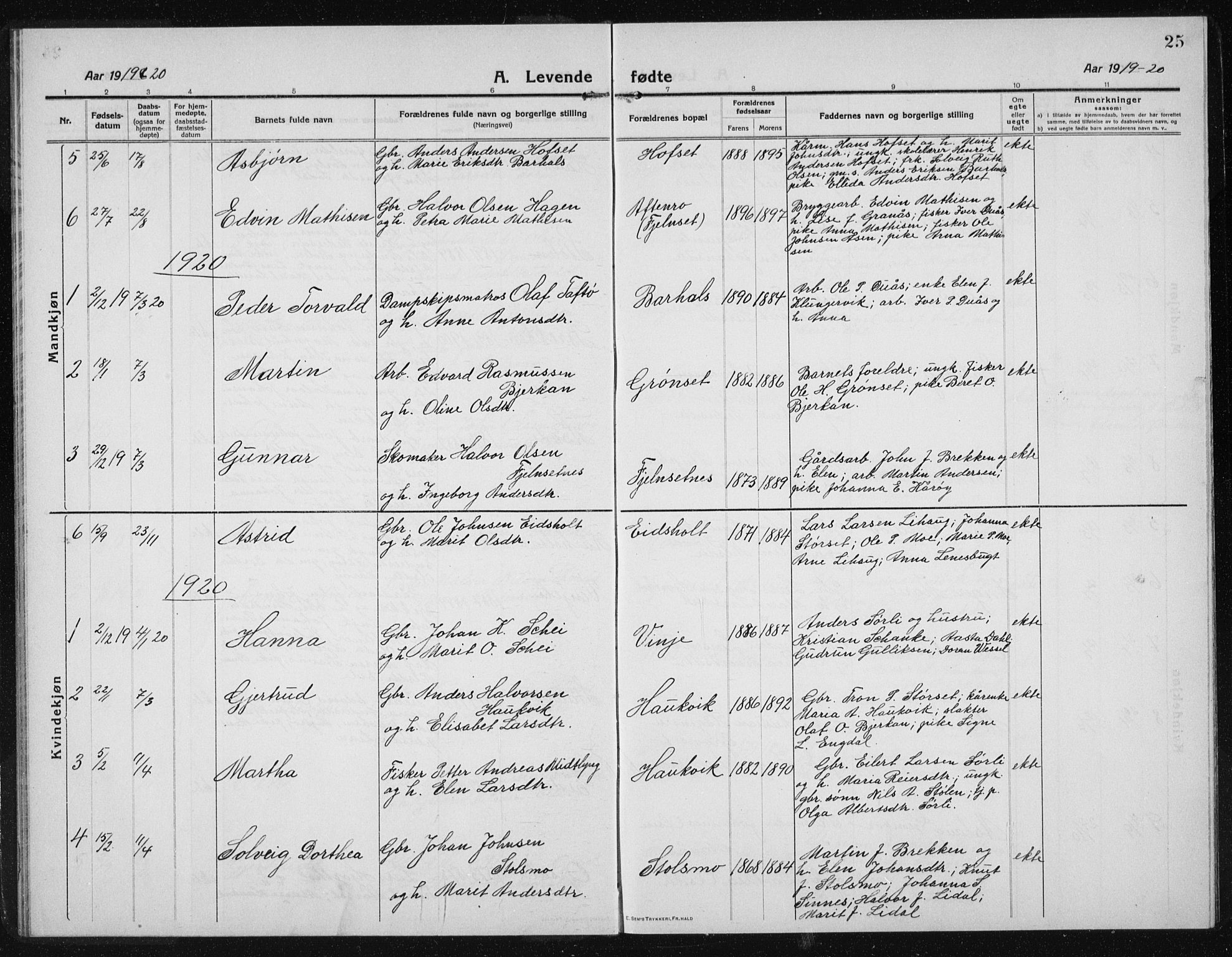 Ministerialprotokoller, klokkerbøker og fødselsregistre - Sør-Trøndelag, AV/SAT-A-1456/631/L0515: Parish register (copy) no. 631C03, 1913-1939, p. 25