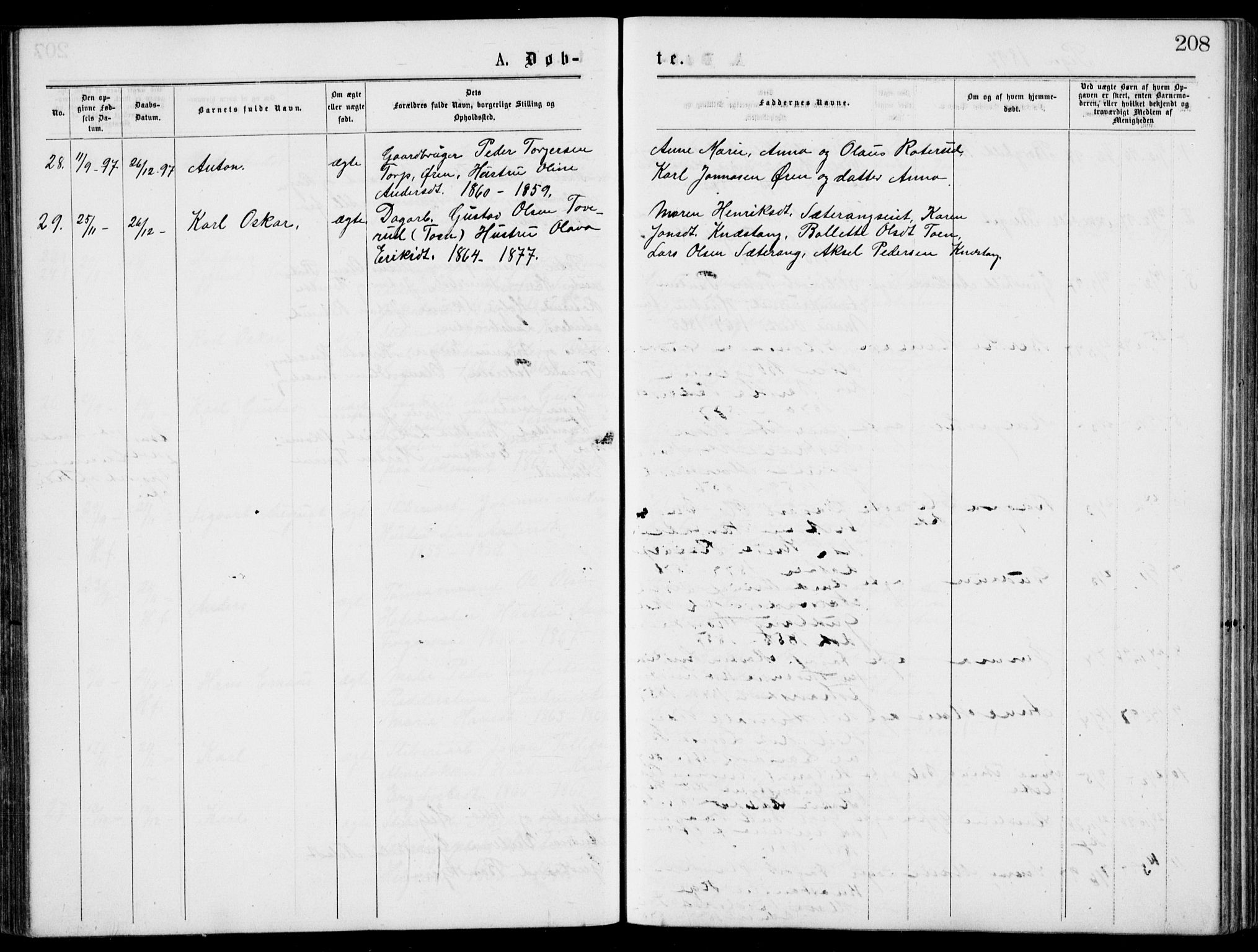 Norderhov kirkebøker, AV/SAKO-A-237/G/Gb/L0001: Parish register (copy) no. II 1, 1876-1899, p. 208